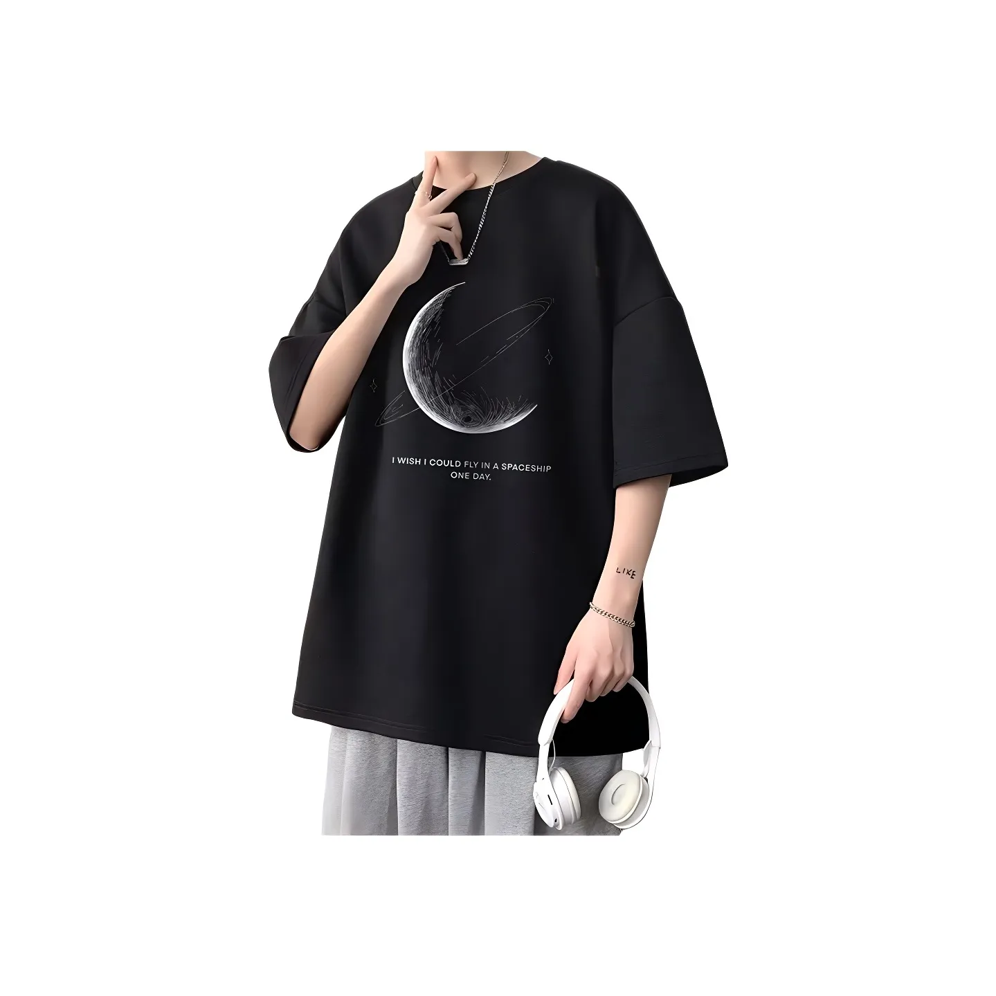 Wooden Rabbit Повседневный Большой размер Модный Нишевый Дизайн Свободный крой Модный Подростки Рукав длины Sleeved Мужской