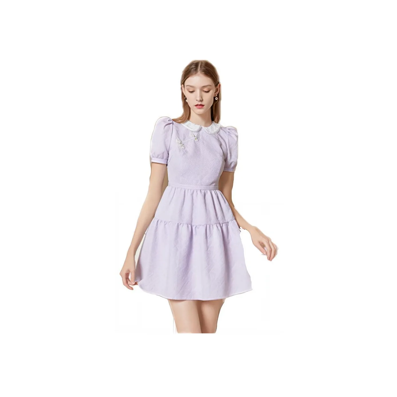 Caroline Светло-фиолетовый Женские Короткие Платья с Рукавами