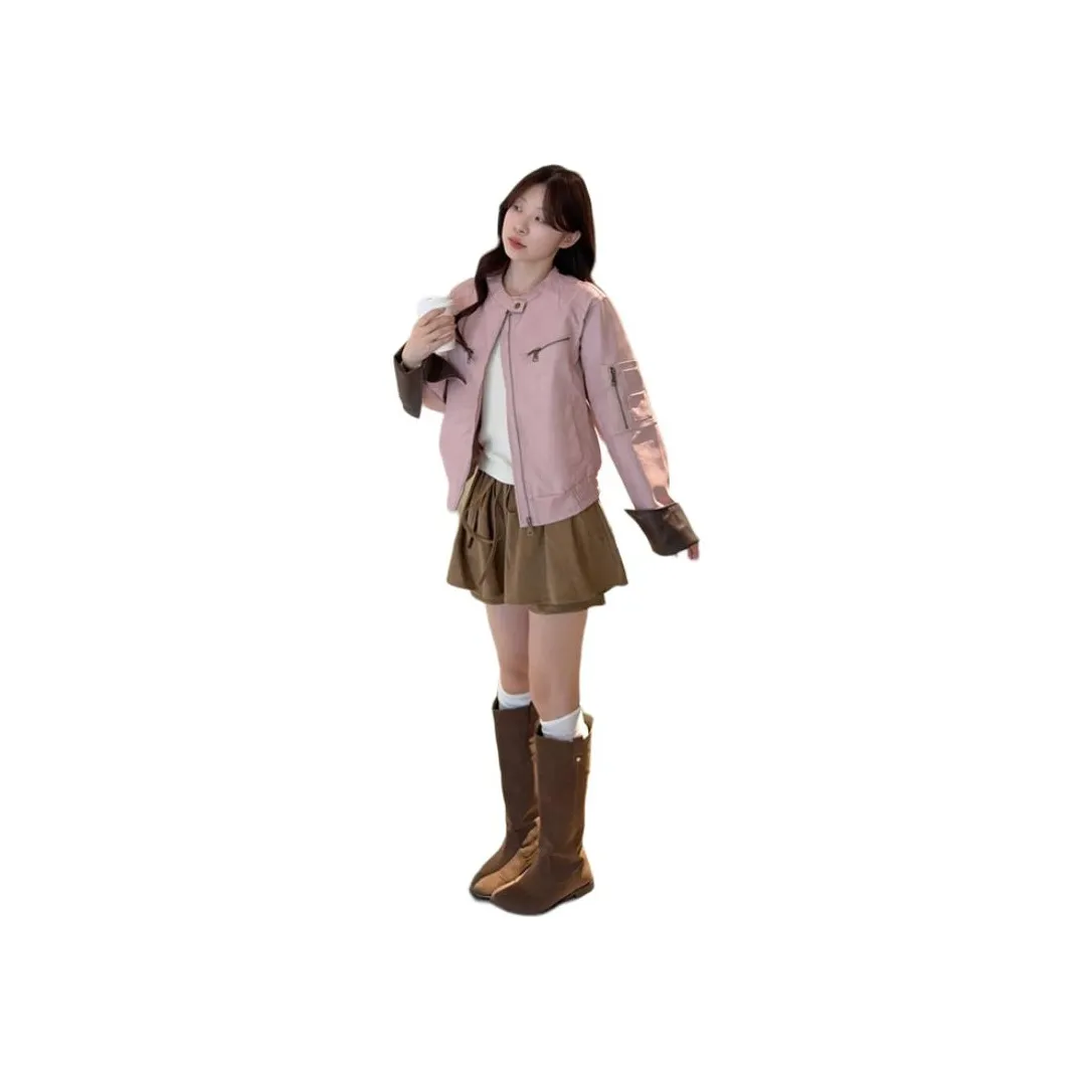 BVODE Розовый Женские Кожаные Куртки