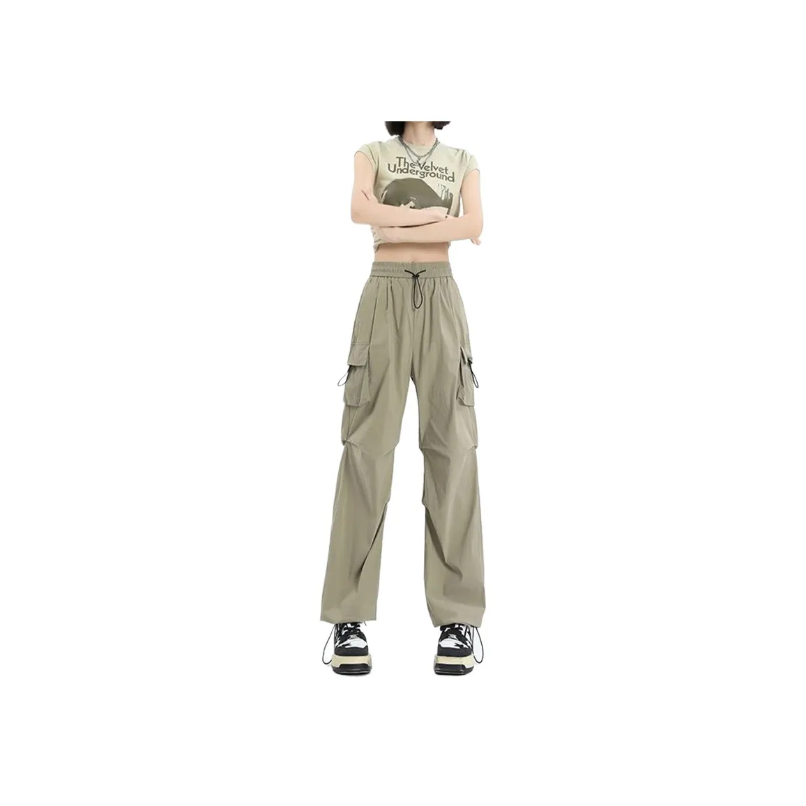 HELEH Casual Pants Solid Color Wide Leg Versatile Quick Dry Parachute Pants Pants For Fall Women's