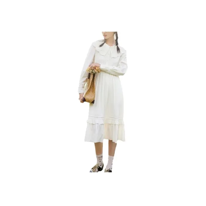 ZIHAN Long-Sleeved Dresses Women's Beige Gold