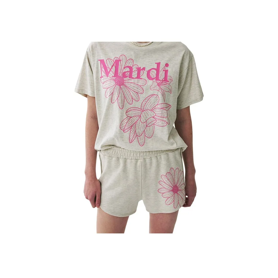 MARDI MERCREDI Three Flowers Collection SS25 Повседневные шорты Корейский стиль Женские Oats Розовый