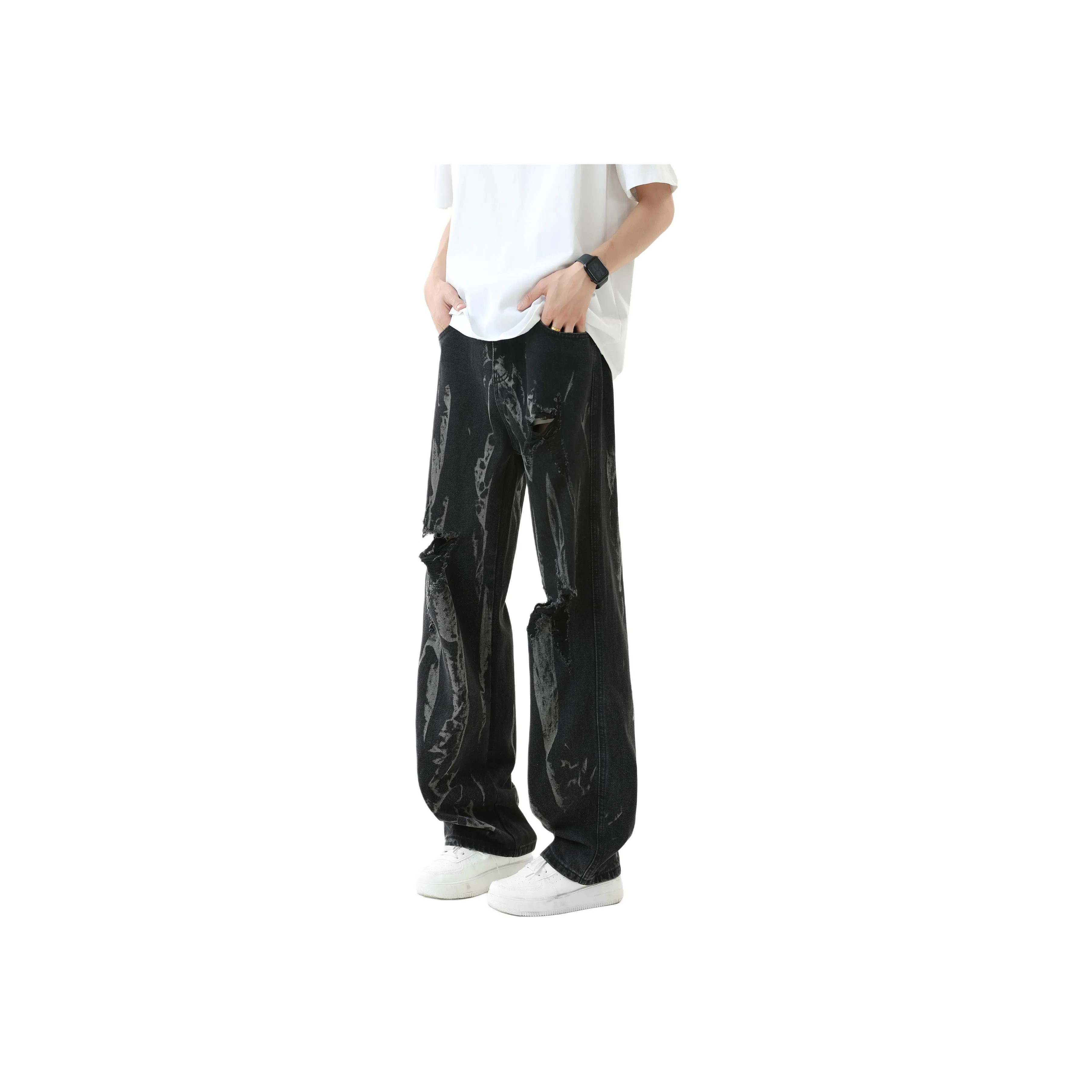 Menglaini Jeans Unisex Black