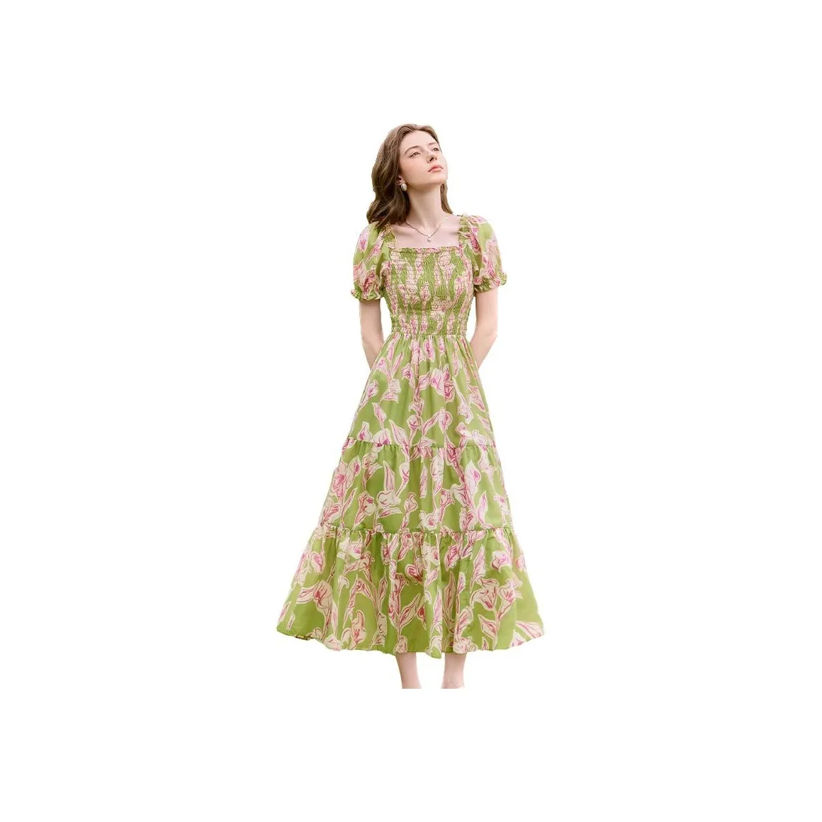 TOUCH Короткий рукав Платье Женское Розовый с цветами