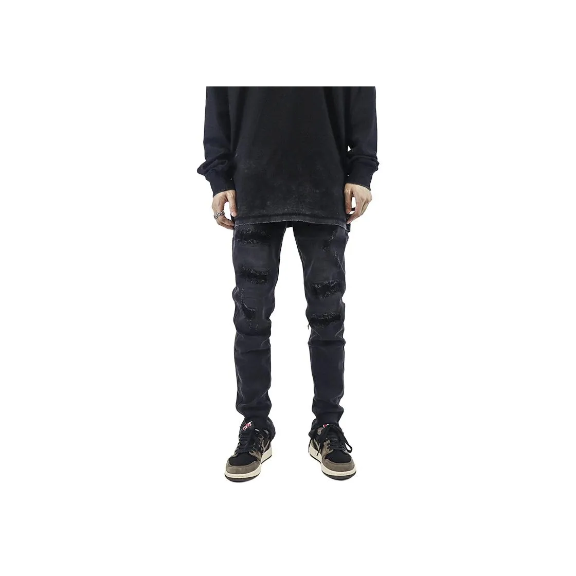 Z POCKET Выцветшие Черные Унисекс Джинсы