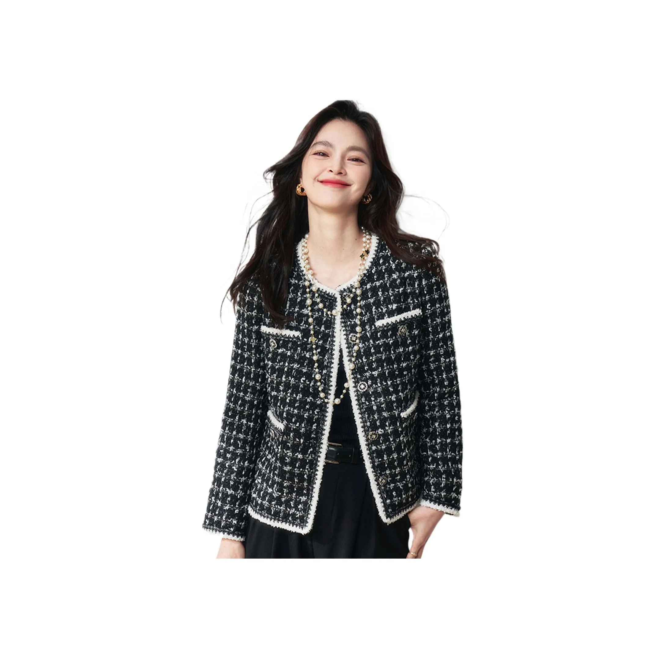 DKRVT Черный Белый Клетка [Упаковка] Женские Куртки