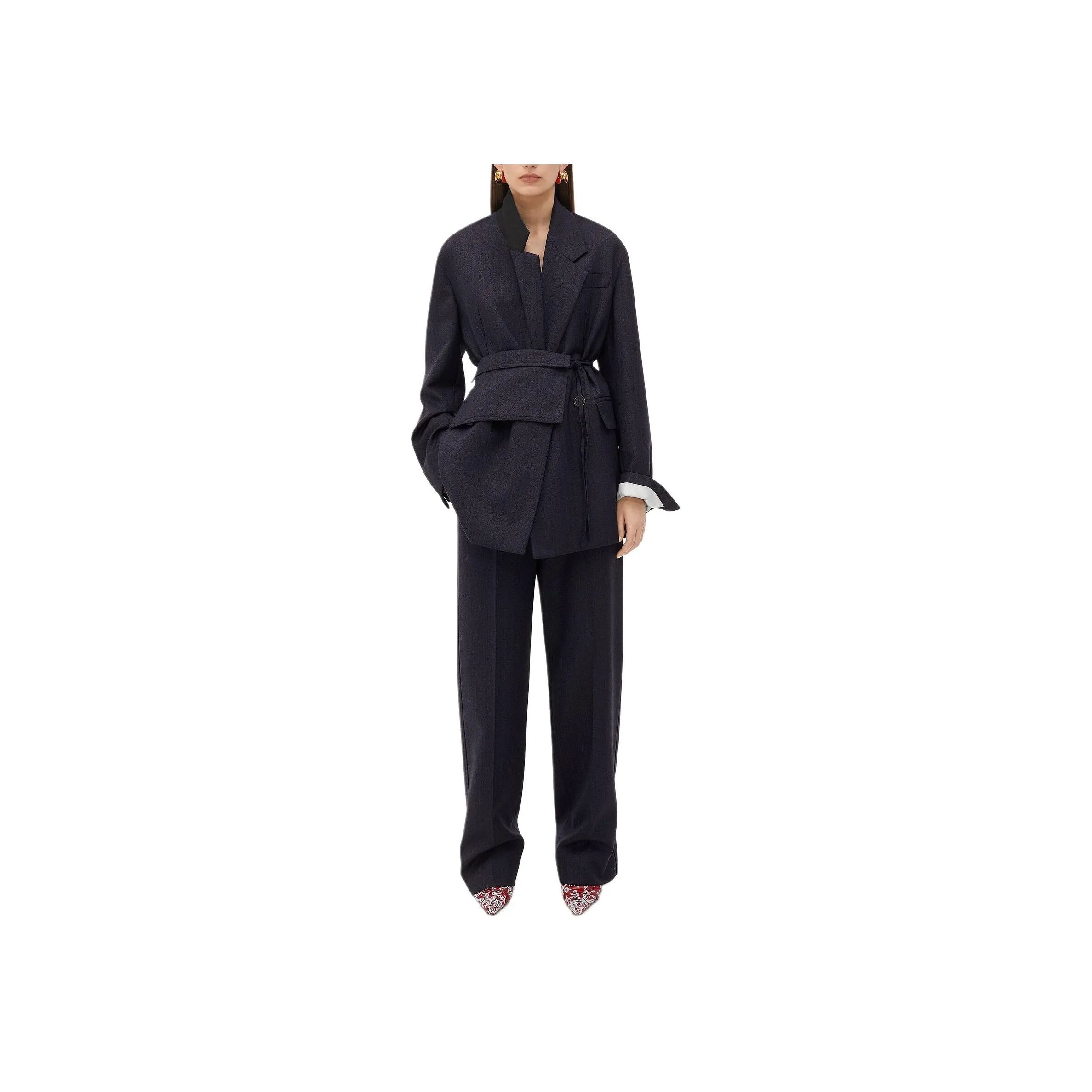 Bottega Veneta Striped Belted Jacket