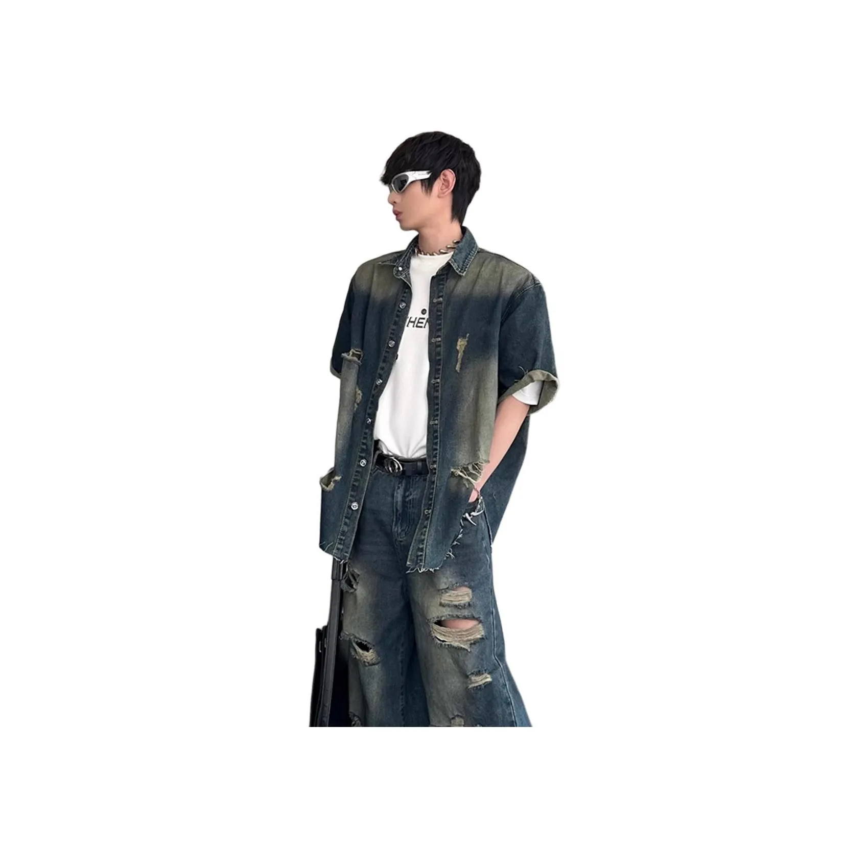 TUCANO Винтажная синяя унисекс рубашка