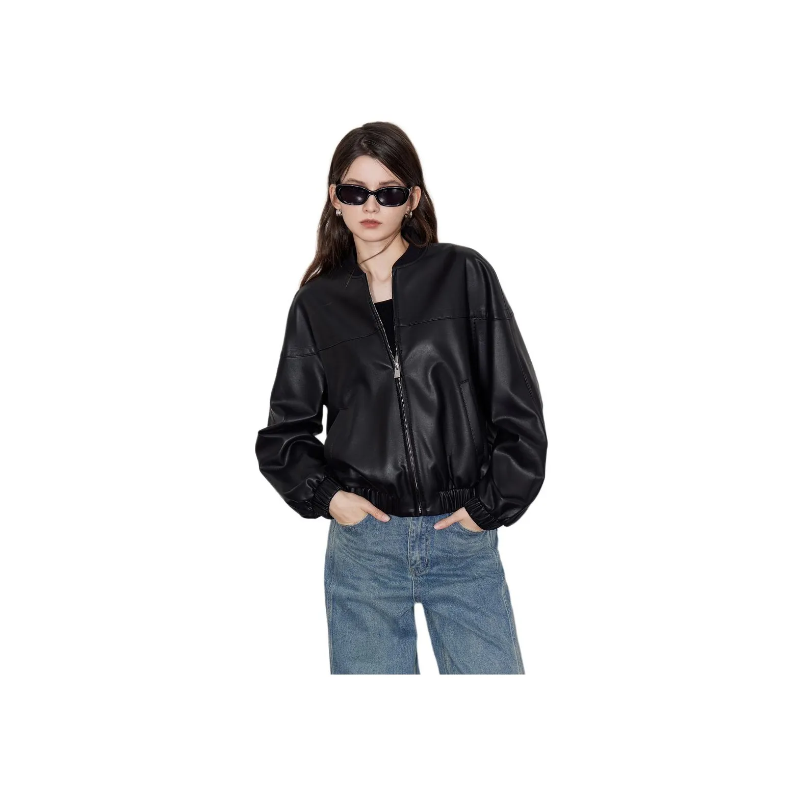 Initial Language Leather Jacket Women's