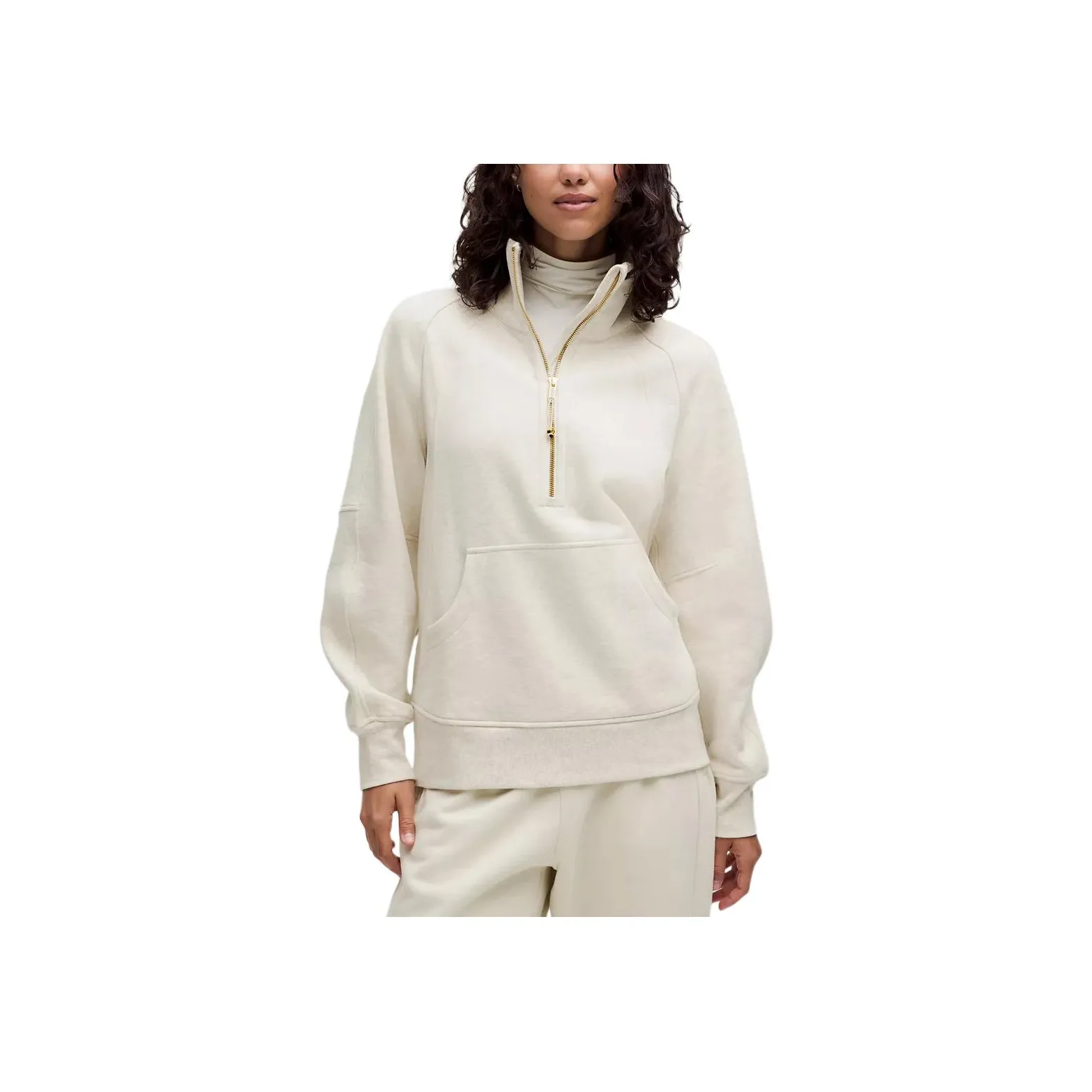 Lululemon SS25 Funnel Neck Half Zip Long Sweatshirt Women's Hot Bone/Gold