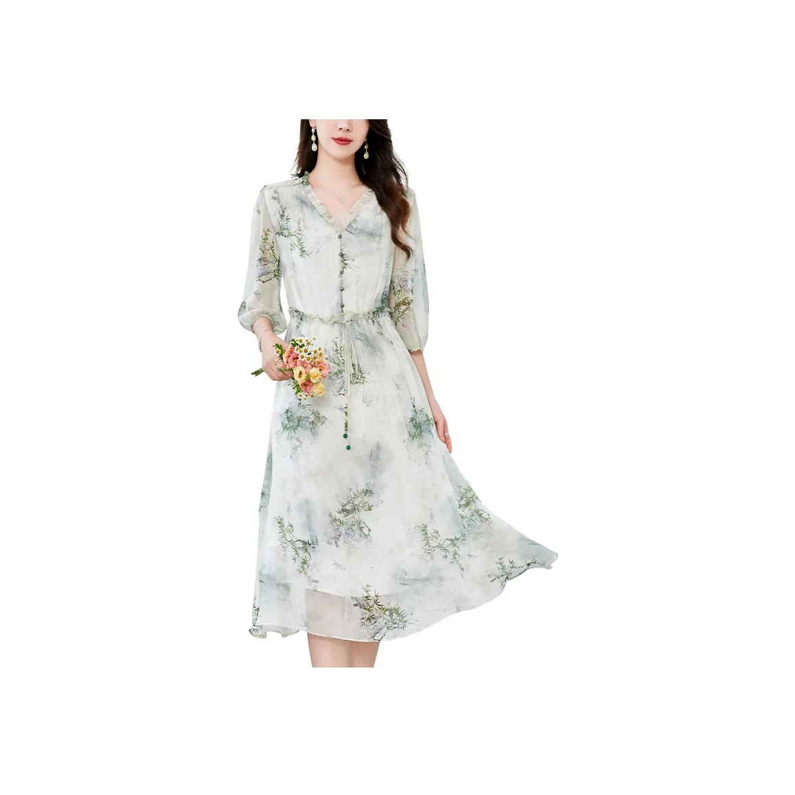 To The West Long Sleeved Dress Women's Green