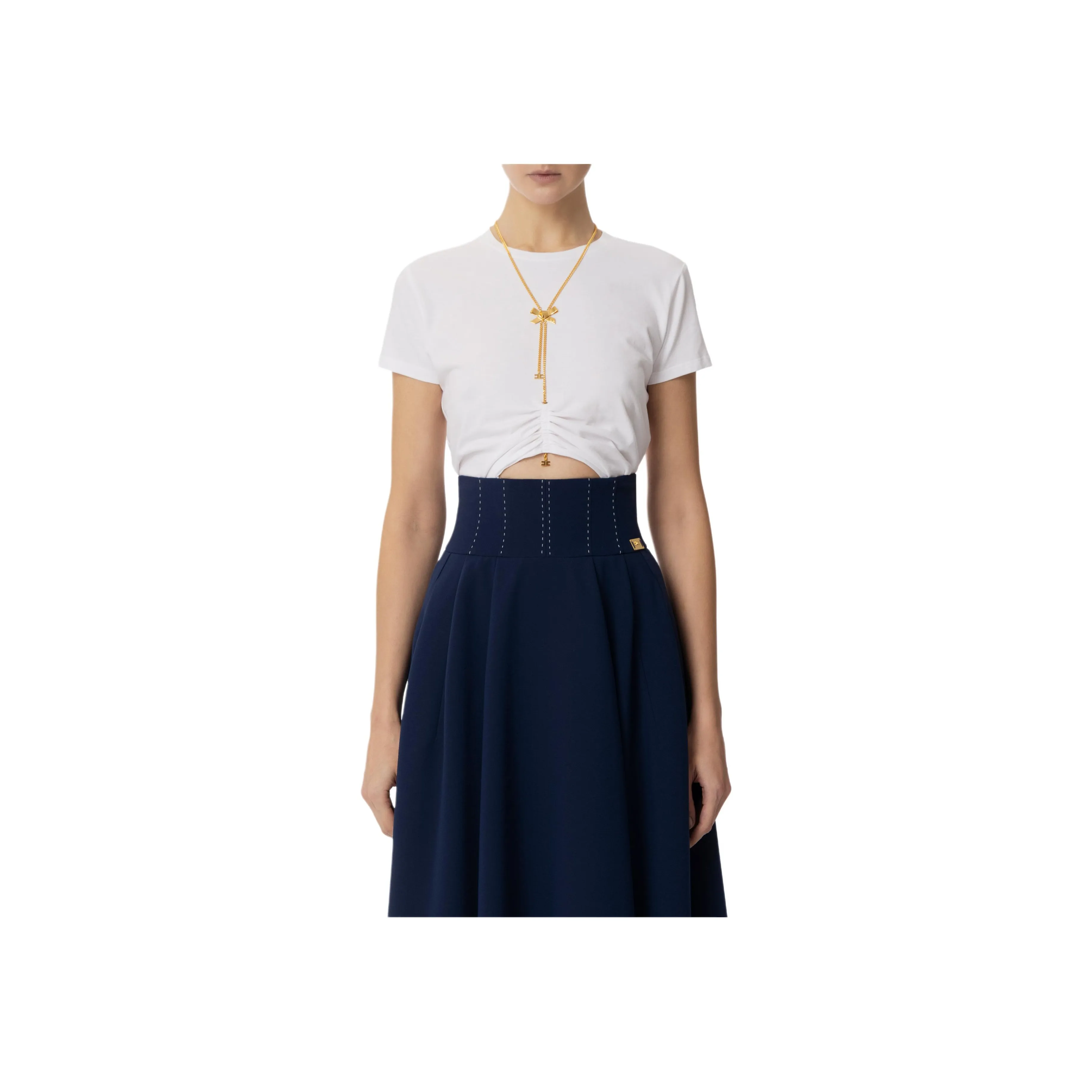 Elisabetta Franchi Bow Necklace Jersey T Shirt