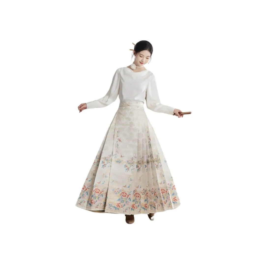XINGHEHANGE Юбка Ханьфу Повседневная Повседневная Длинная Юбка Женская Белая