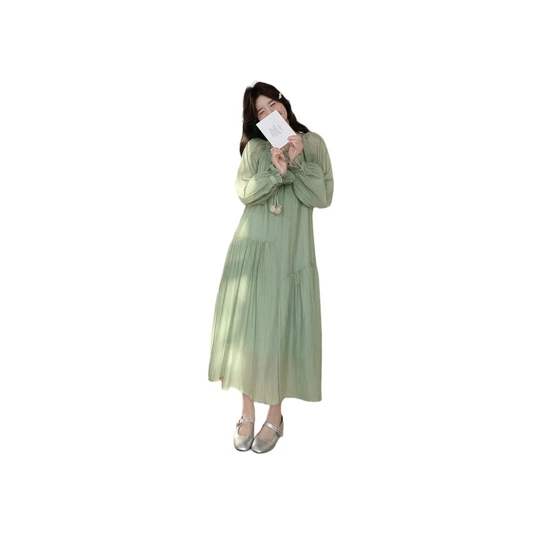 Pure Shimane Long Sleeved Dress Women's Light Green