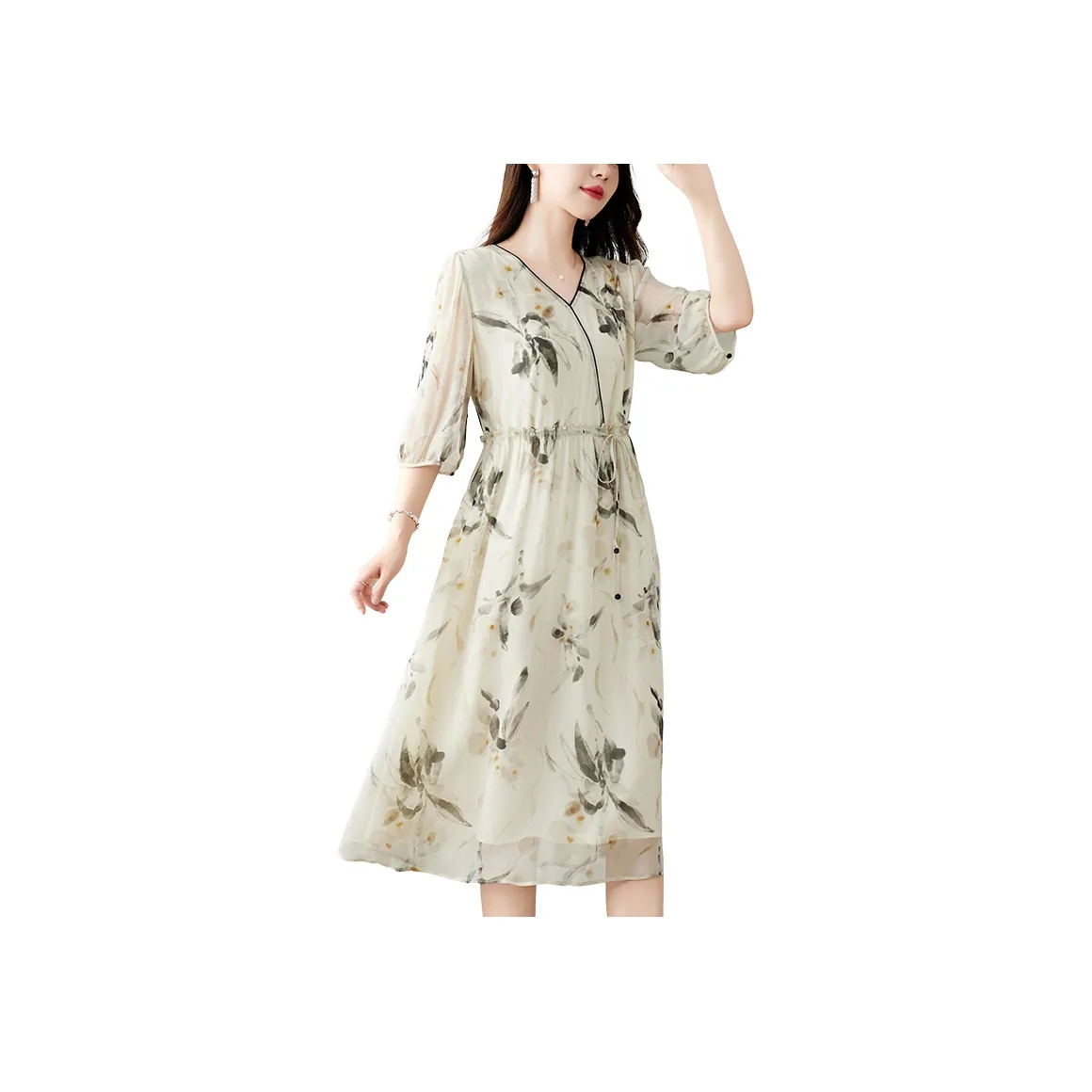 To The West Long Sleeved Dress Women's Beige