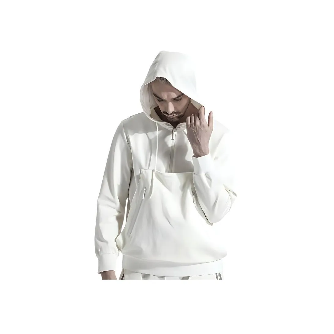 NORVINCY Off The Shoulder Zip Closure Semi Open Front Casual Sweatshirt Unisex