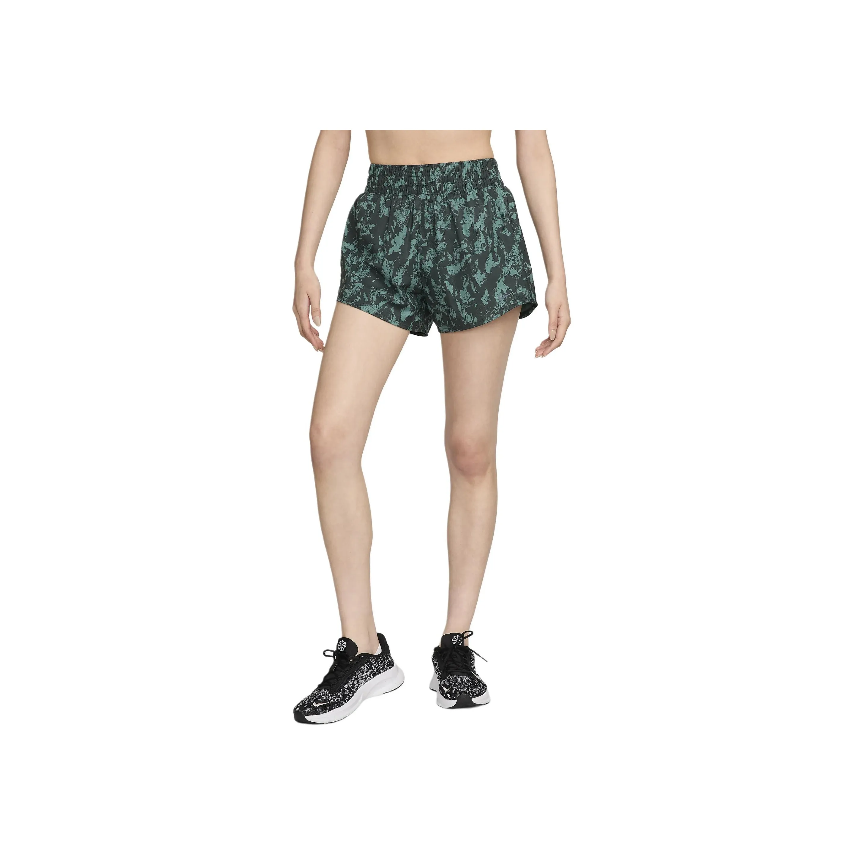 Nike One Dri FIT High Waisted Brief Lined 3' Printed Shorts Casual Shorts Women's Vintage Green/Bicoastal/Black