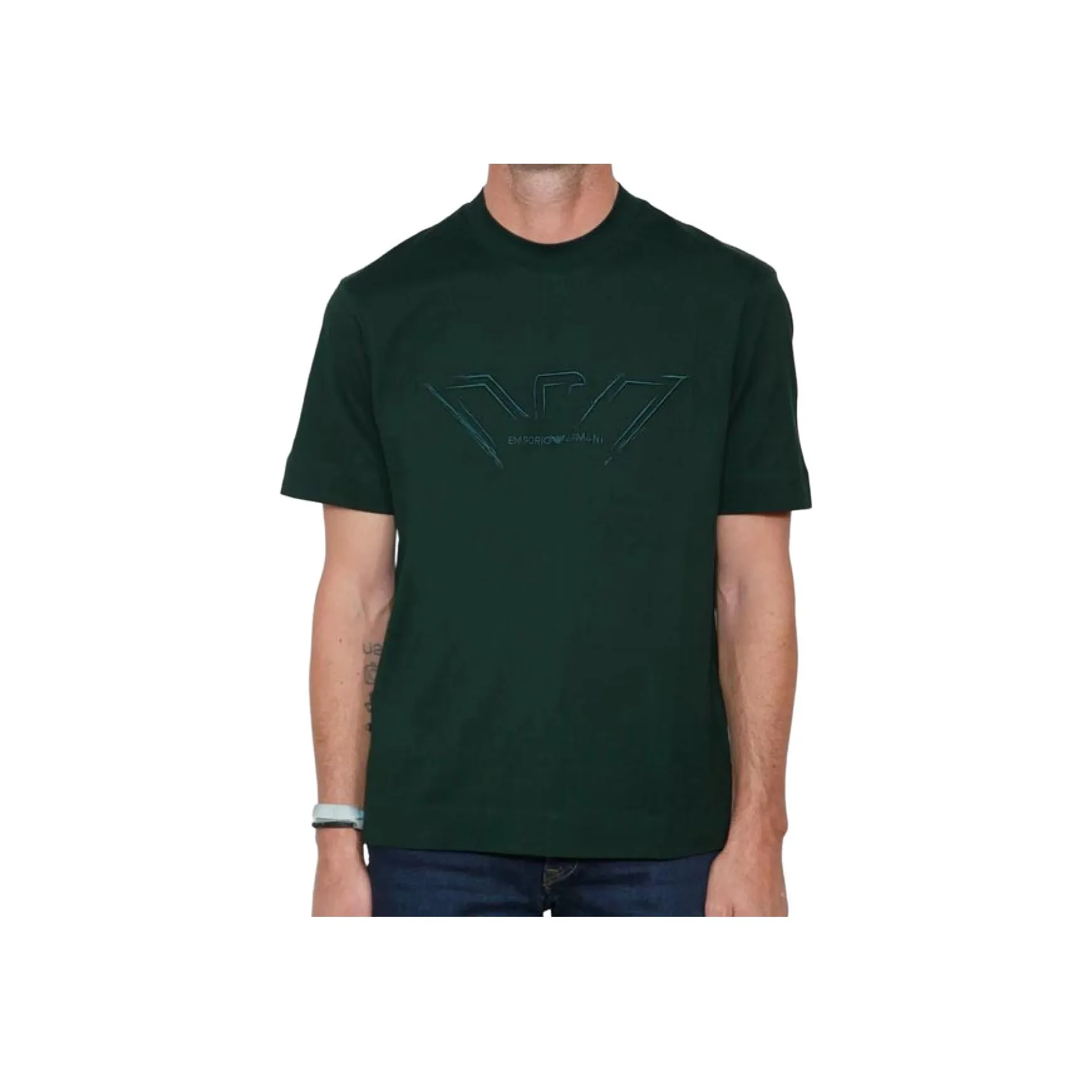 GIORGIO ARMANI Темно-зеленая мужская футболка