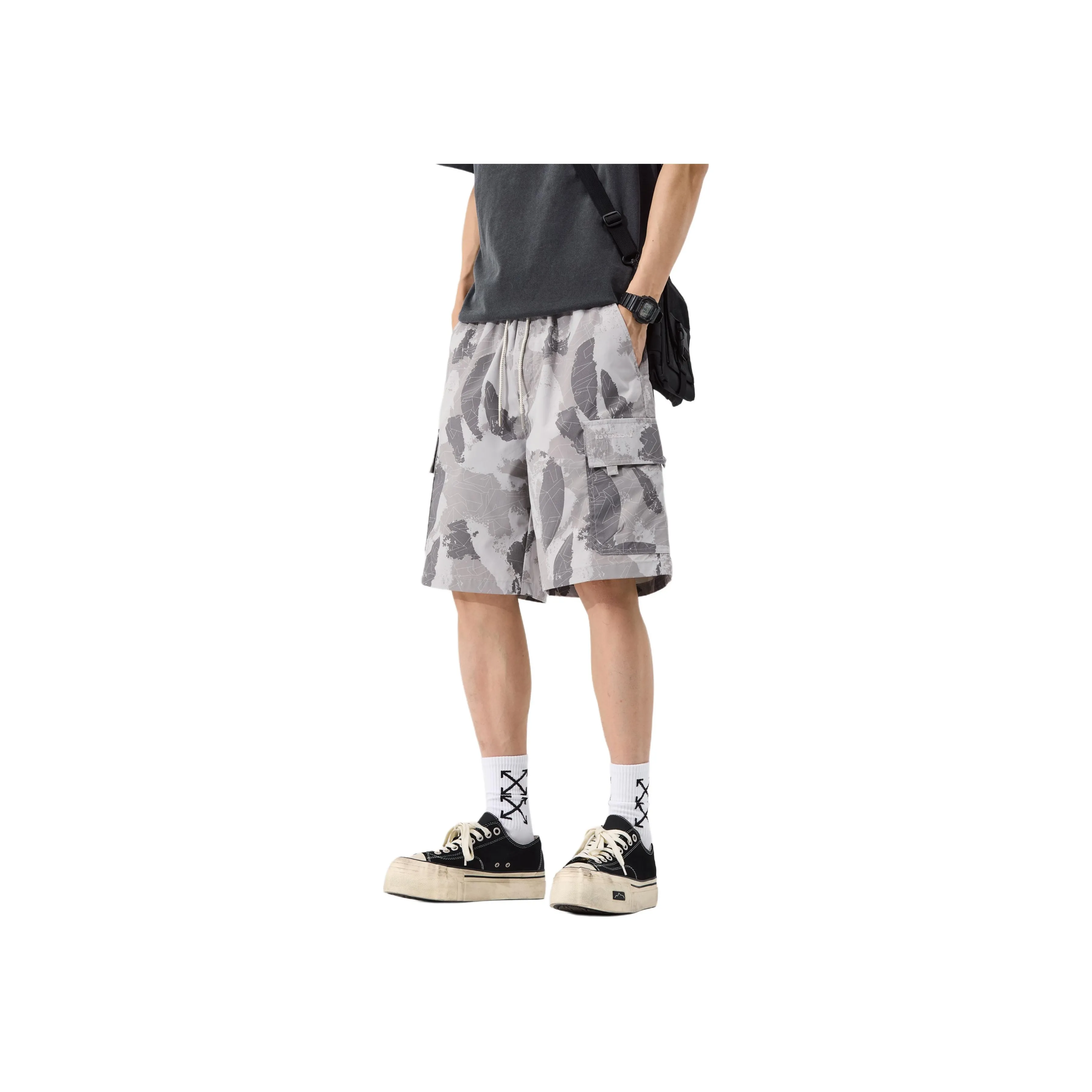 Menglaini Casual Shorts Unisex Light Gray