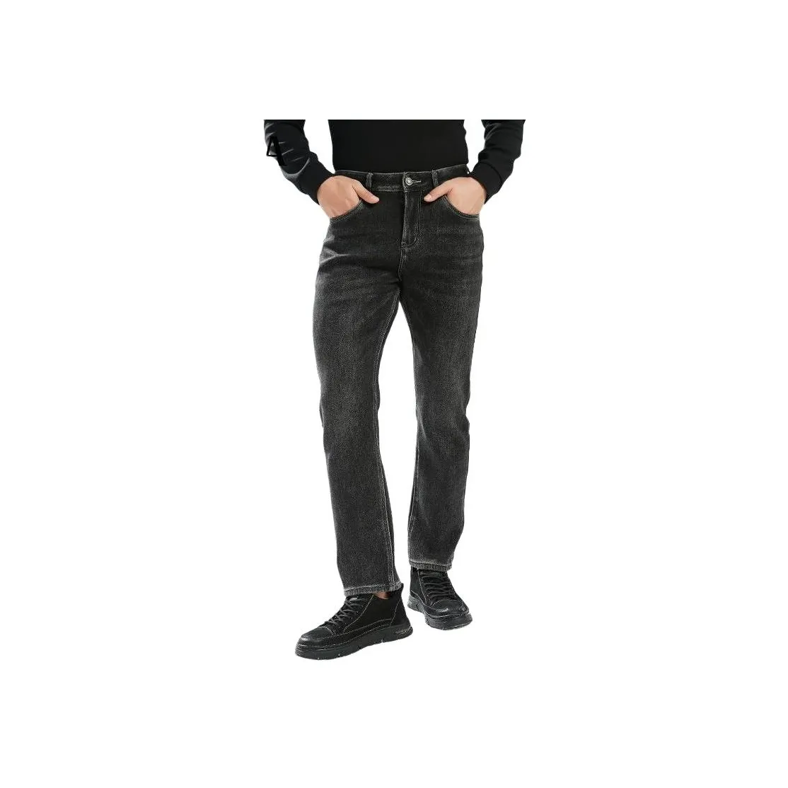 Ancient Shark Черный флис с подкладкой 08040480 Мужские Джинсы