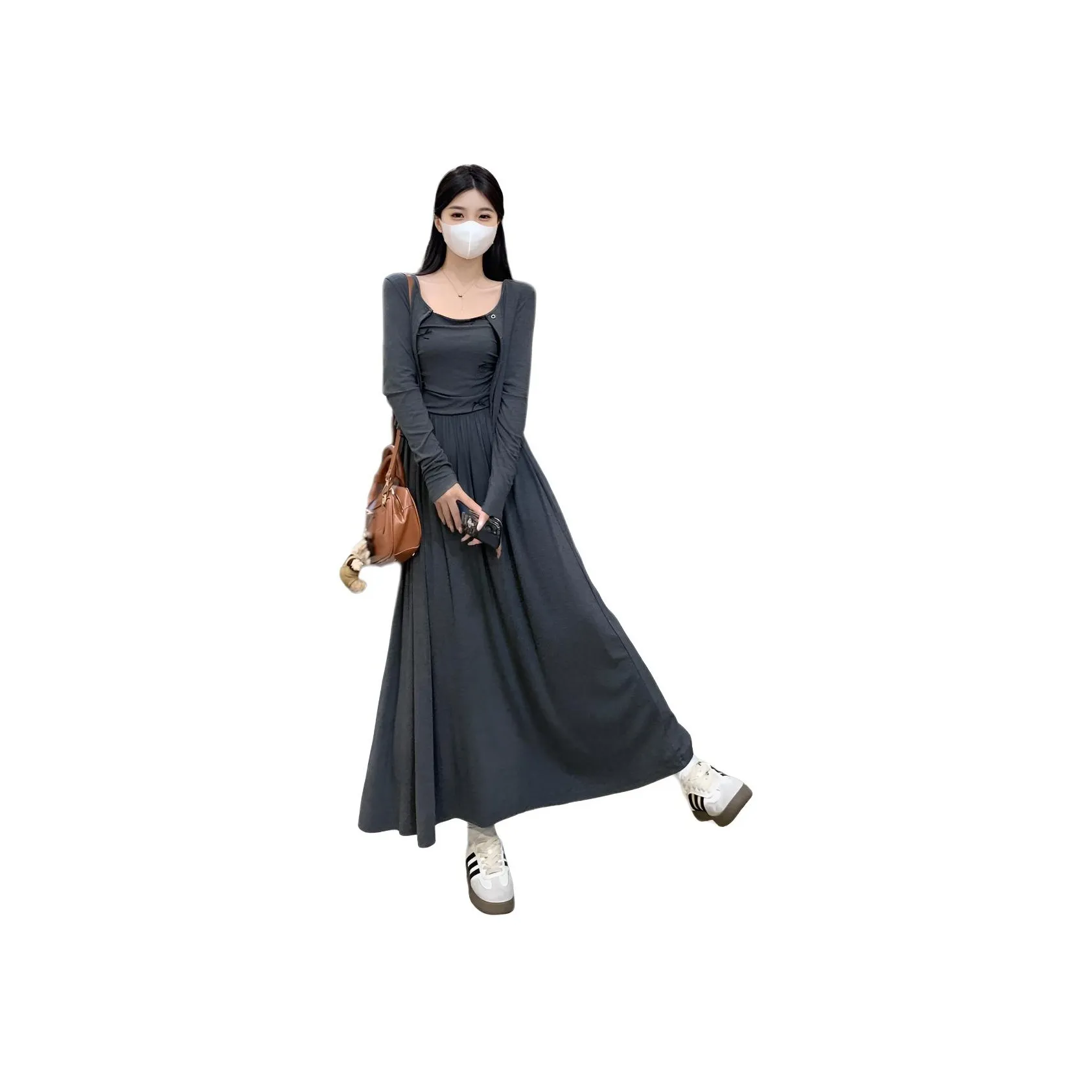 ZCDECO Серая юбка + кардиган женские слиплатья