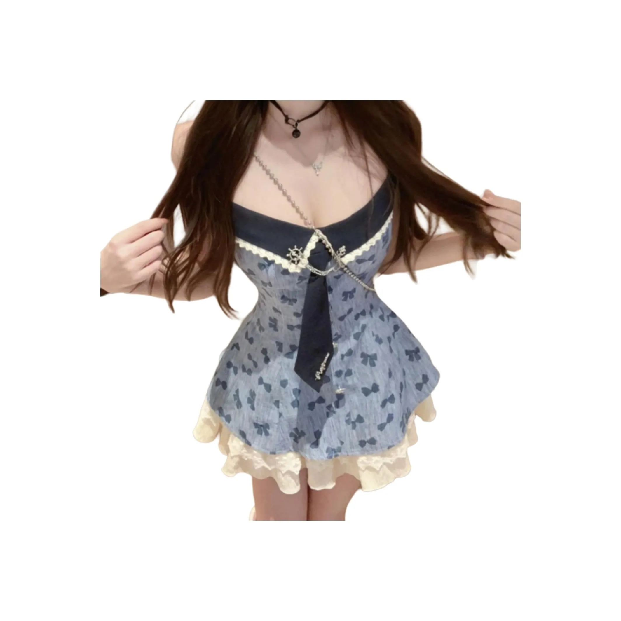 YINLEI Синее платье женские слиплатья