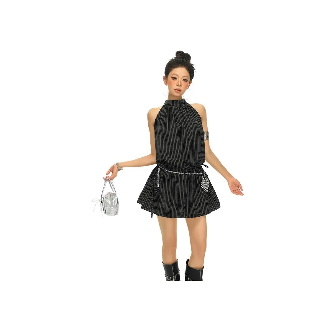 MEISIDUO Черное Женское Платье без Рукавов