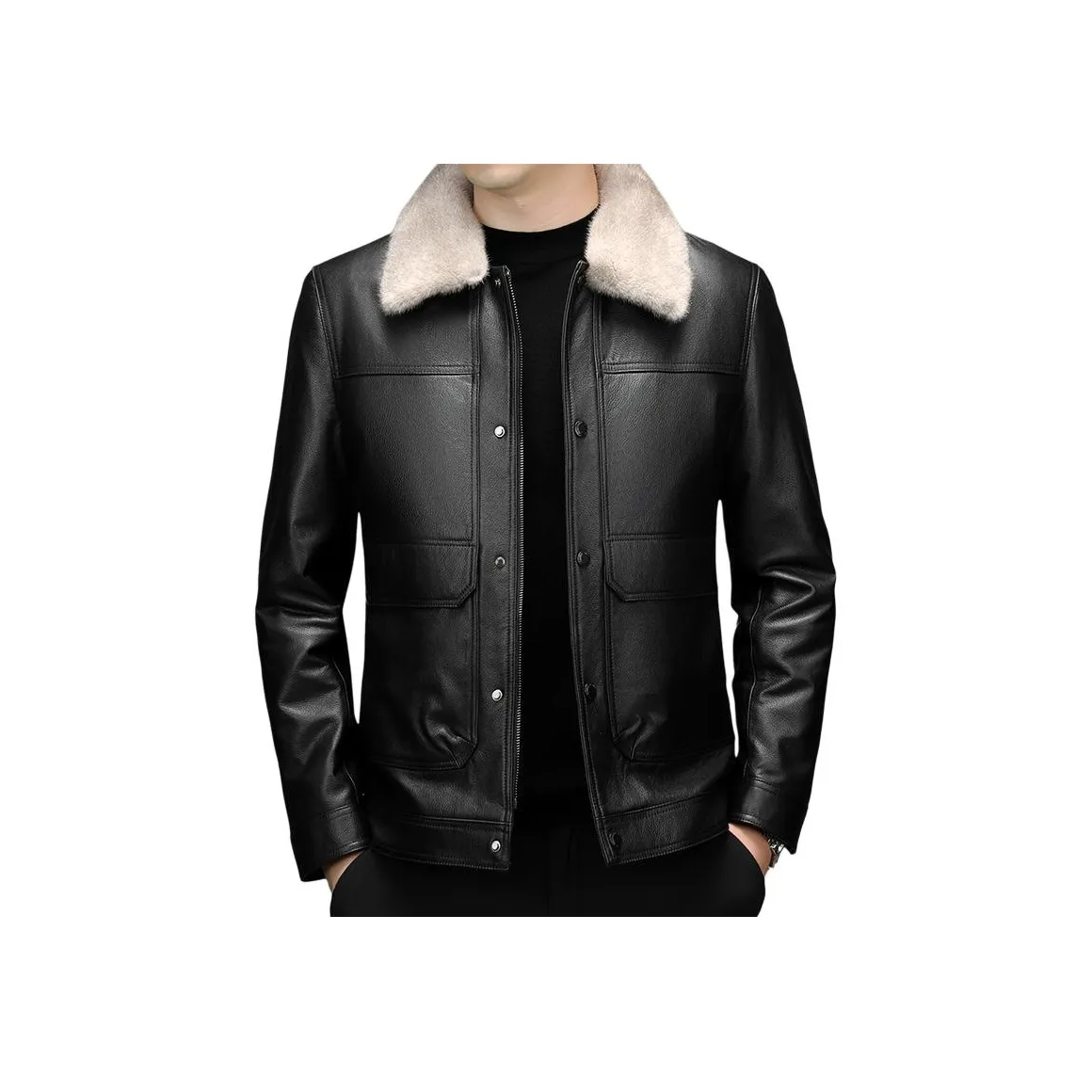 TAIZILONG Черные Мужские Кожаные Куртки