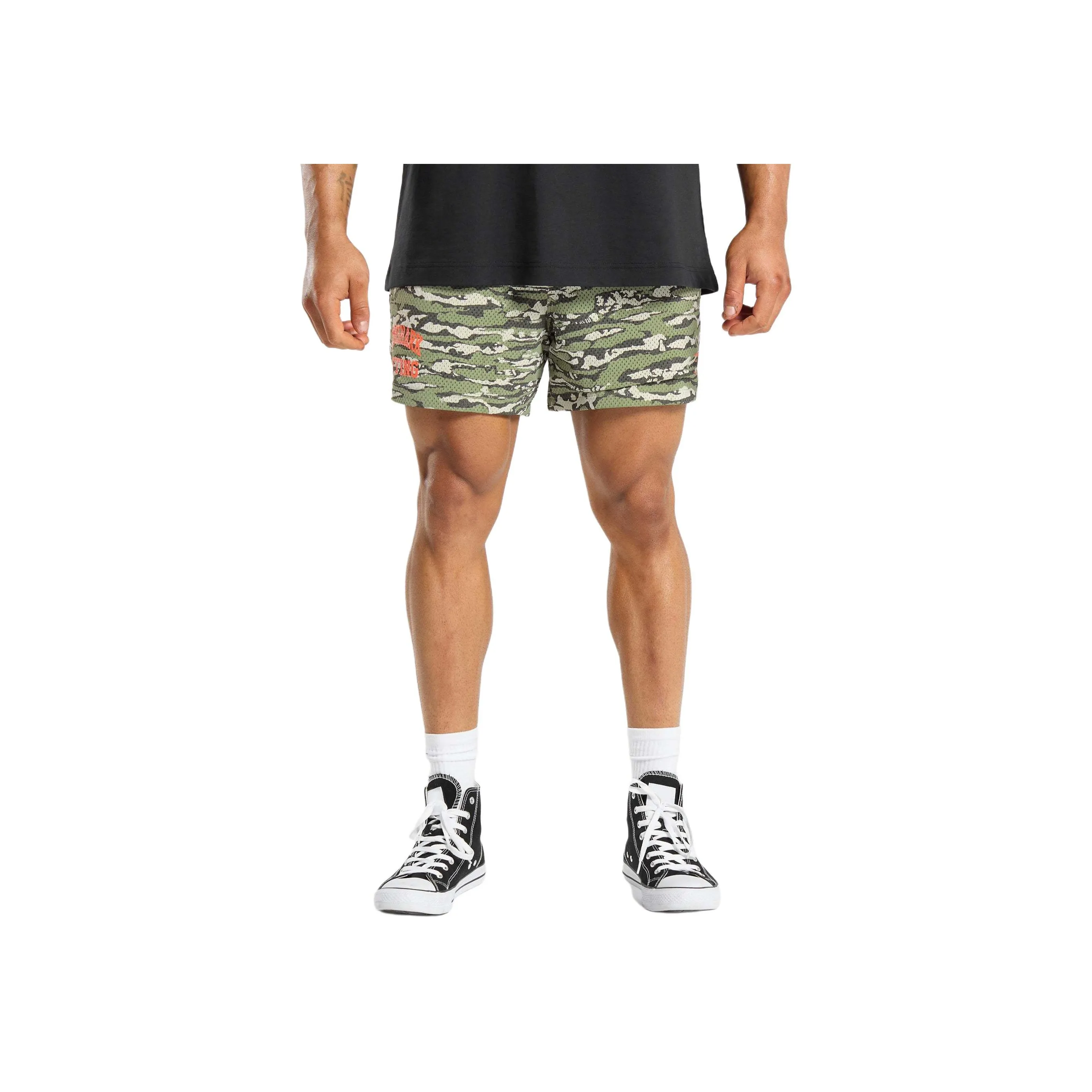 GYMSHARK PRINTED LIFTING MESH 5' SHORTS Casual Shorts Men's Green