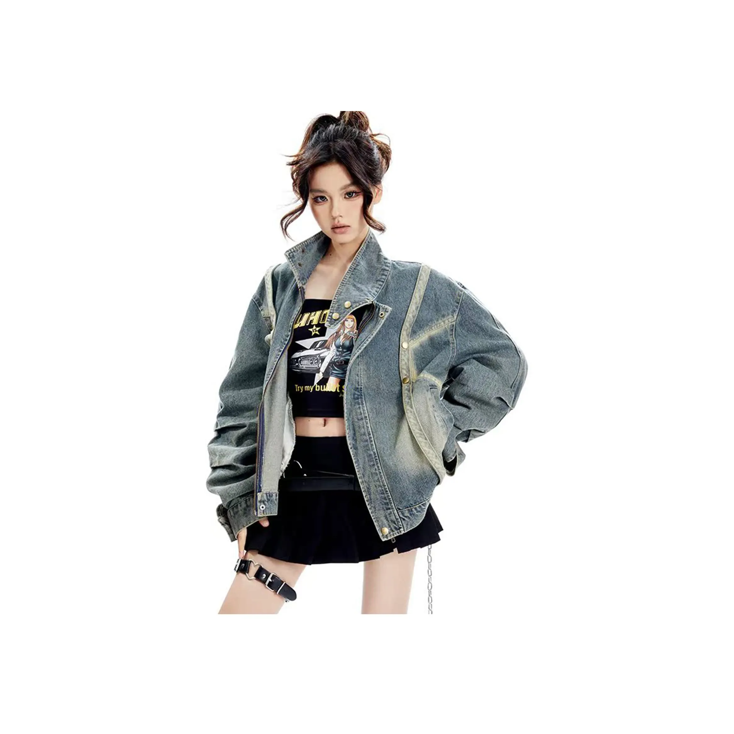 NEVER RULE Винтажный синий унисекс джинсовые куртки