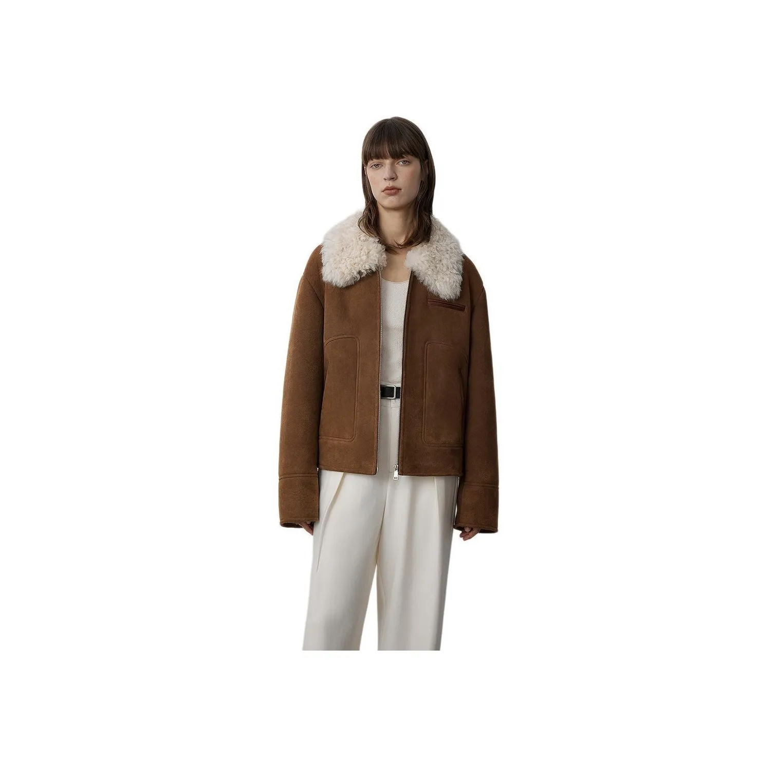 LETRANS Fur Women's Yellow Brown