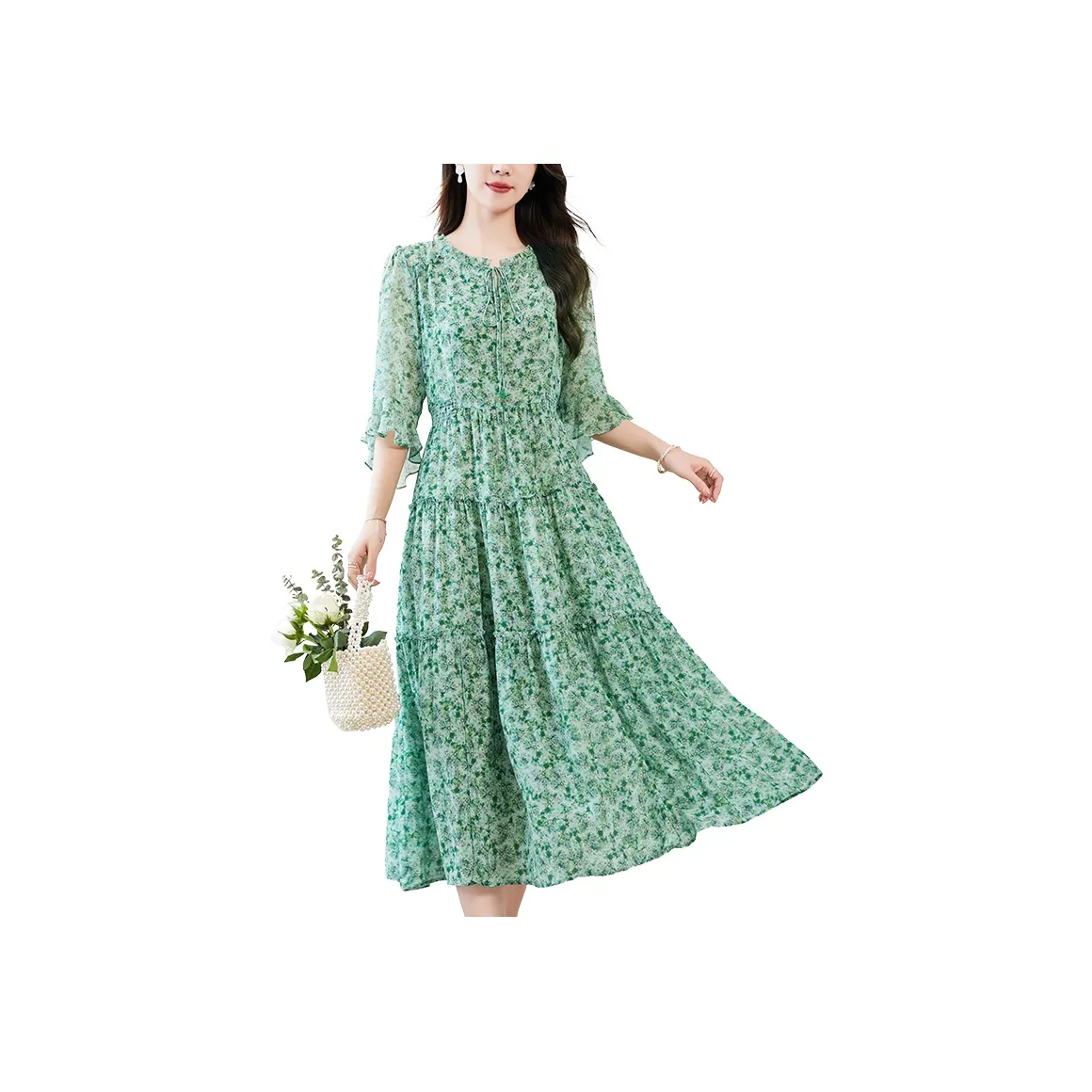 To The West Long Sleeved Dress Women's Green