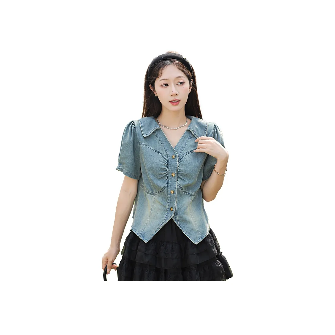 Garbege Синий Рубашка Женские Джинсовые куртки