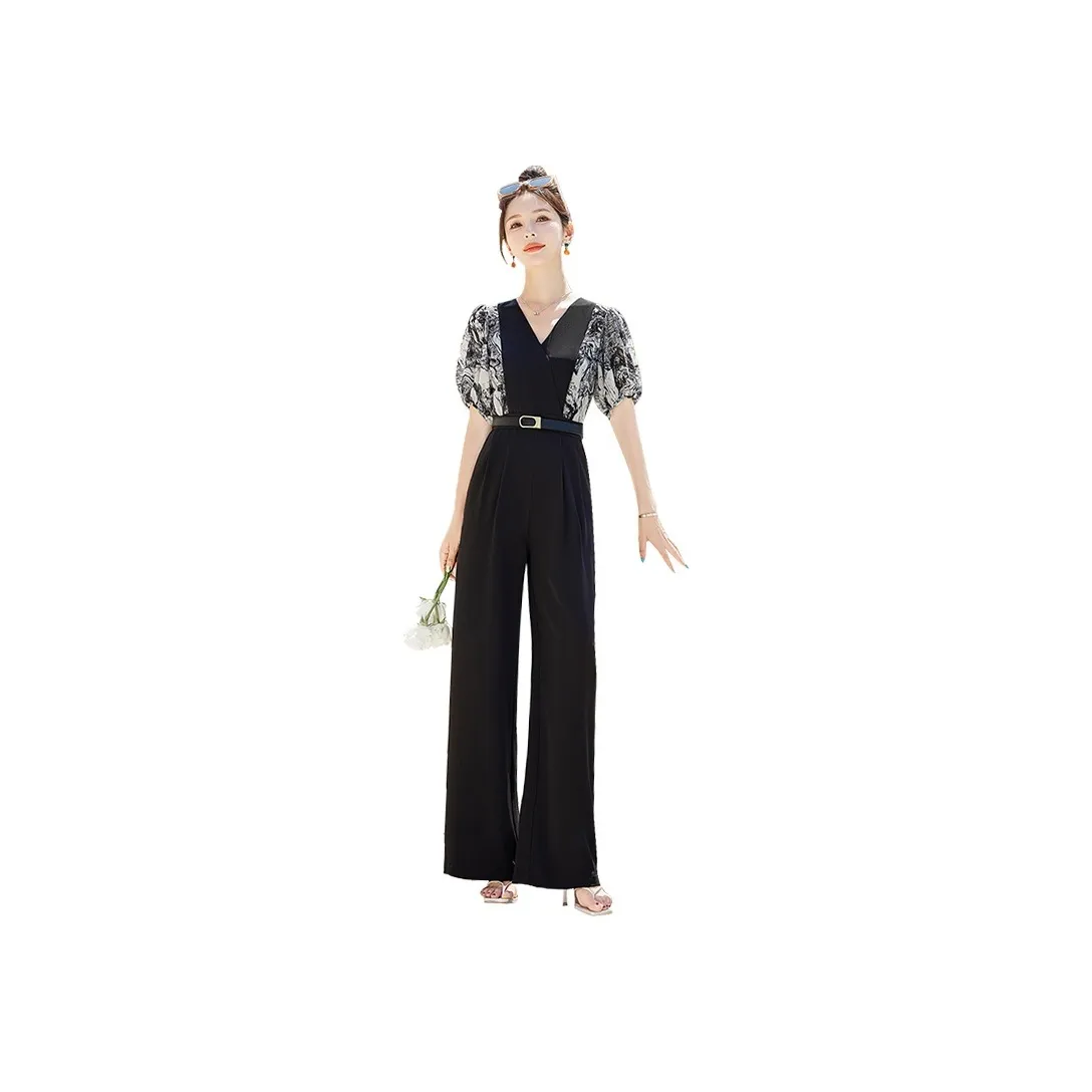 Cypress House Jumpsuit Women's Black With Beige Floral