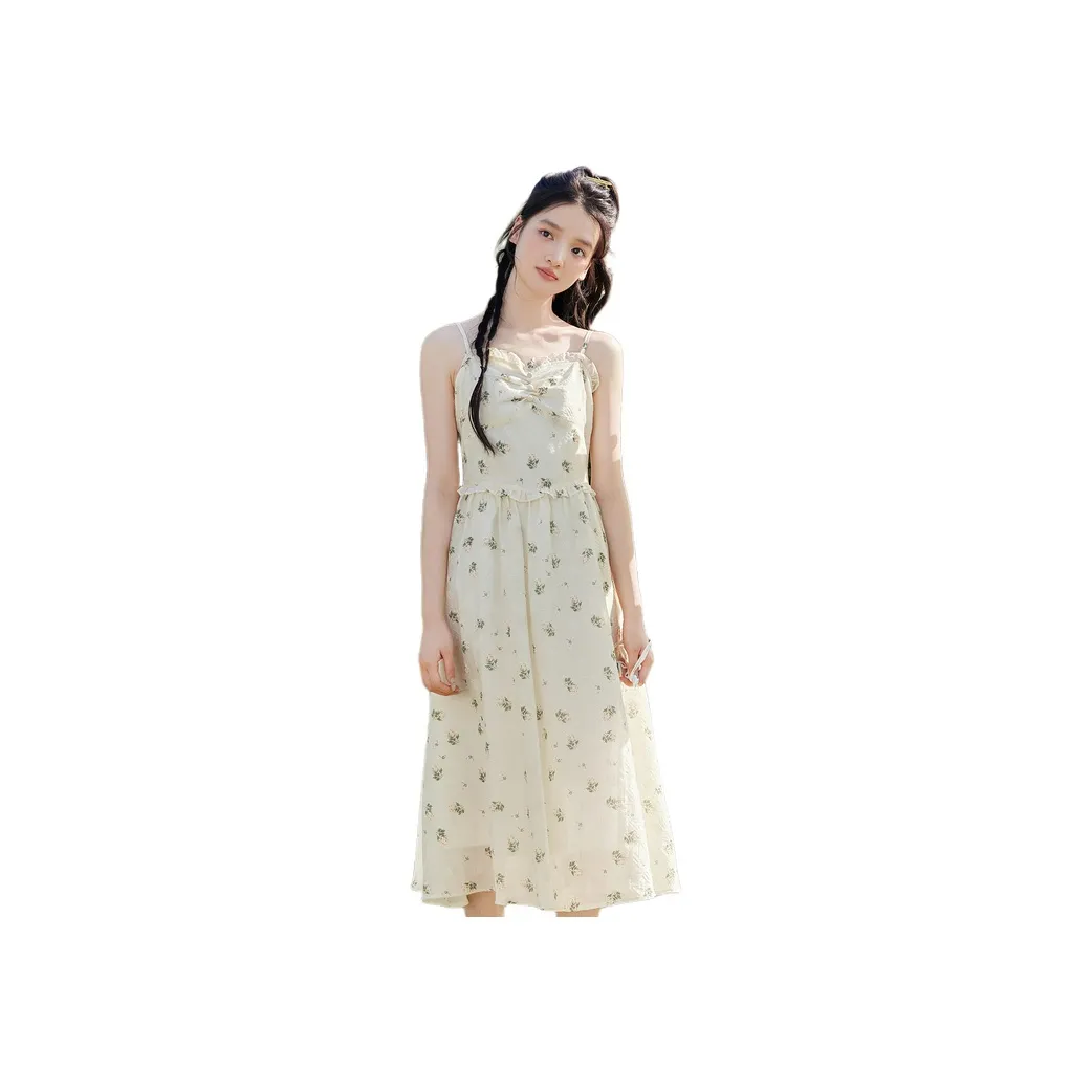 ZIHAN Slip Dresses Women's Beige Gold
