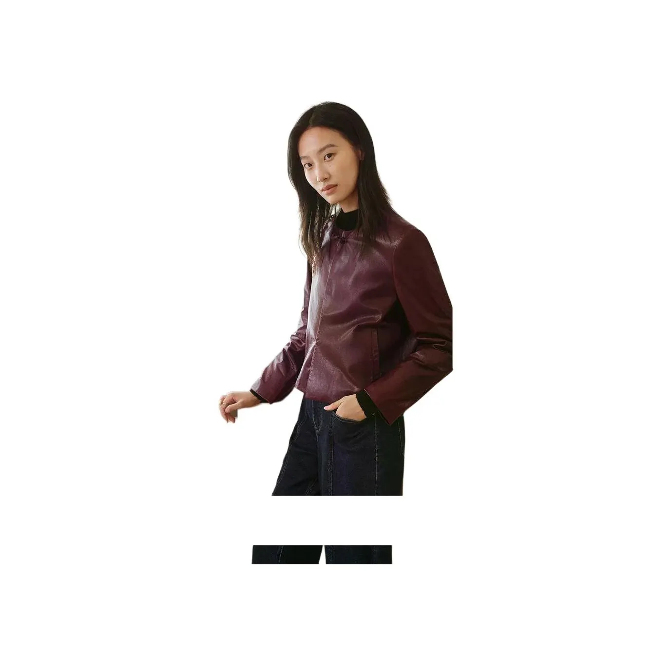 INSUN Бургундский Женские Кожаные Куртки