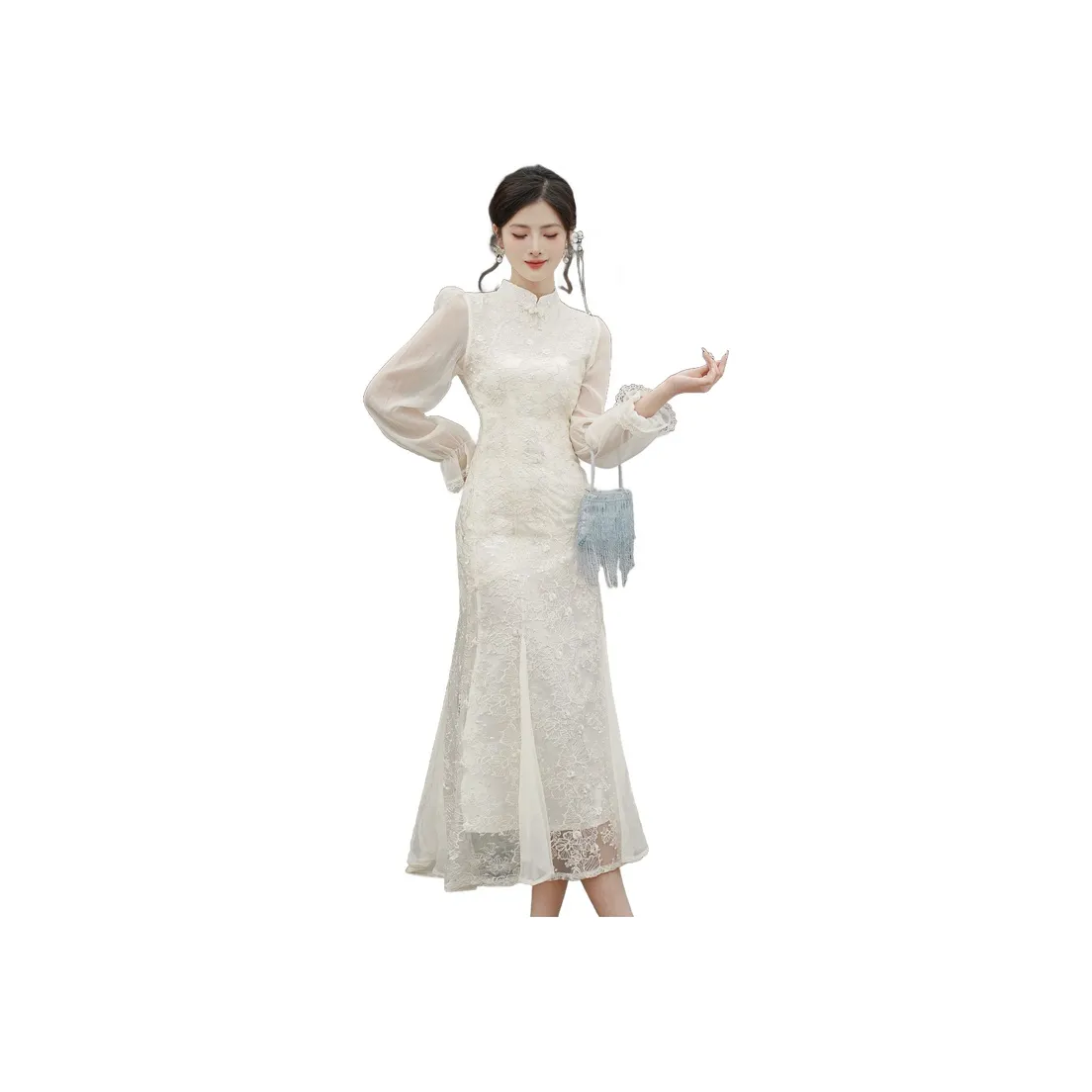 Kiki Clothing Boutique Длинное платье с длинными рукавами женское