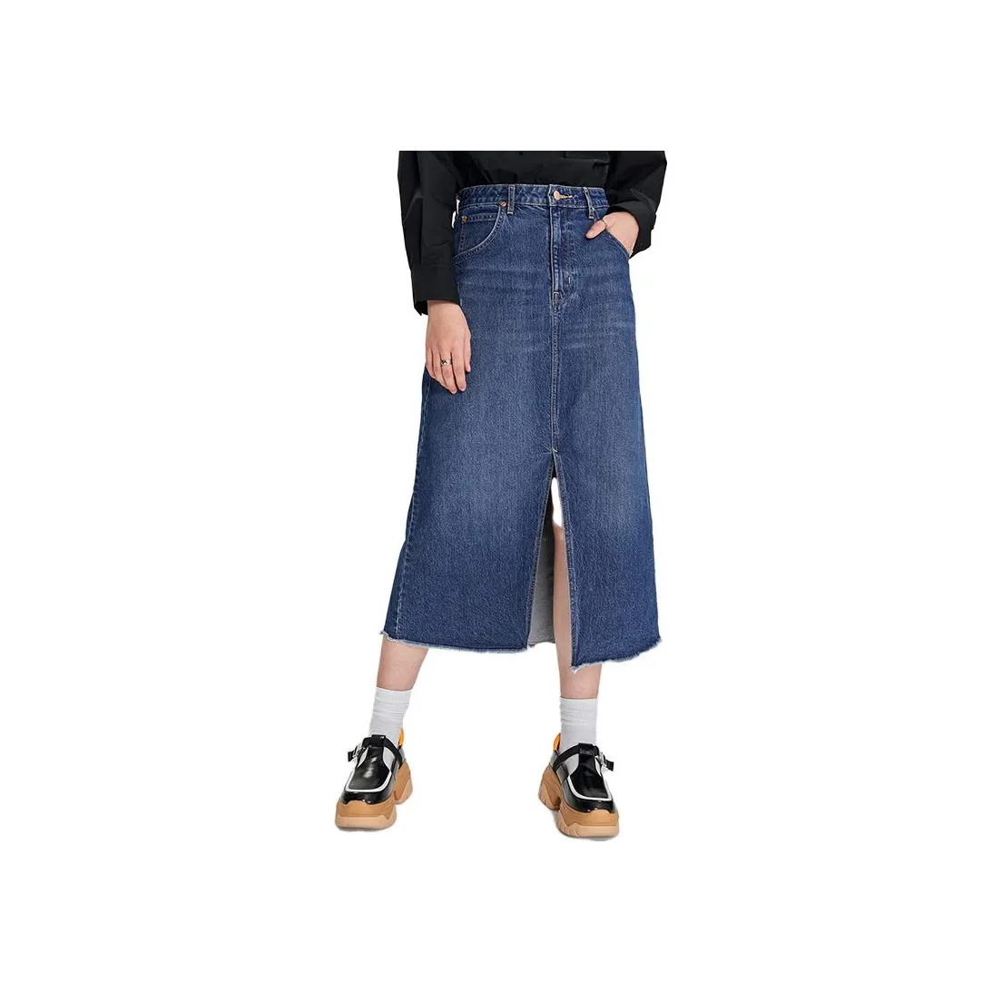 Lee Denim Long Skirts Women's Medium Dark Blue