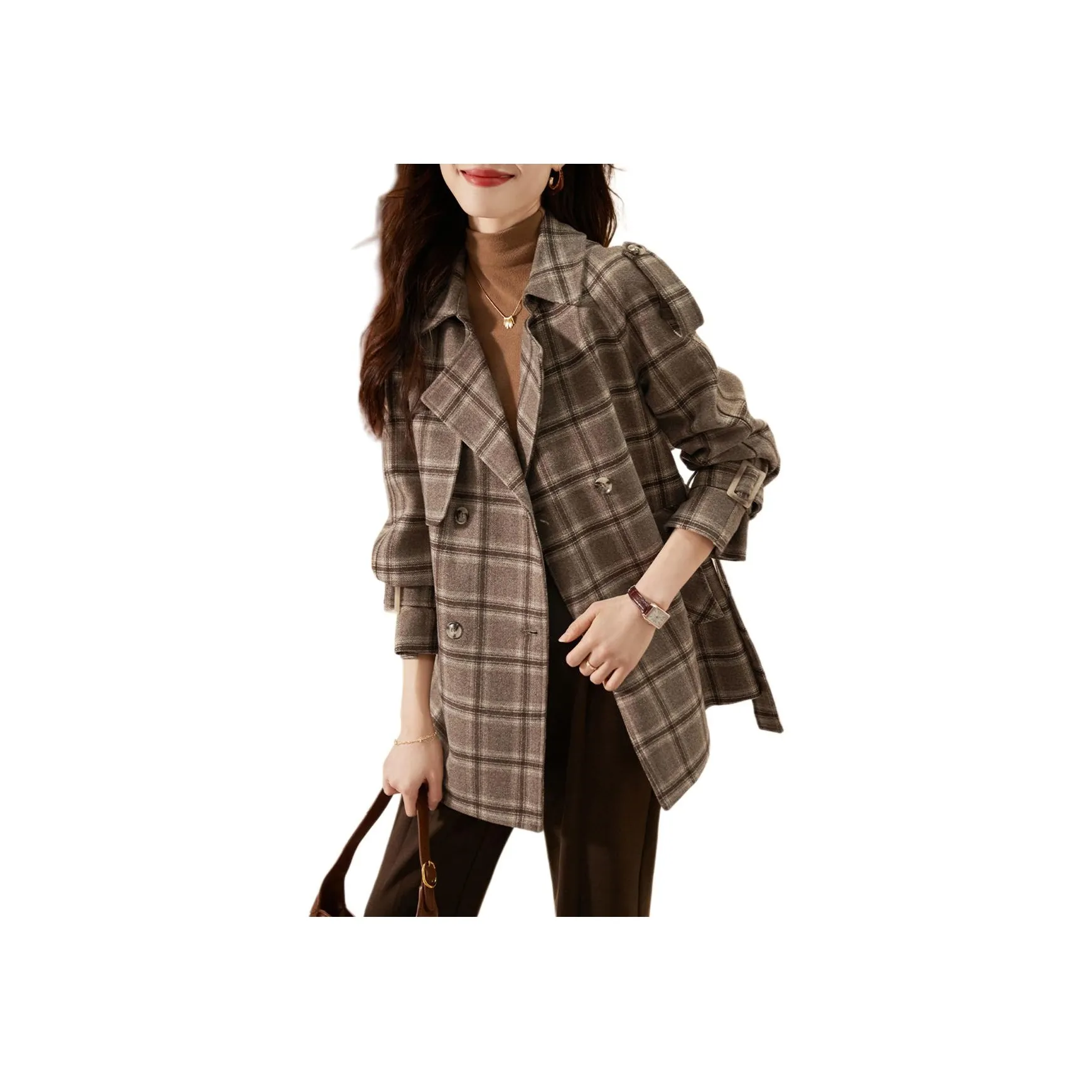Mo Han Yi Mei Куртка Женская Кофейная Клетка