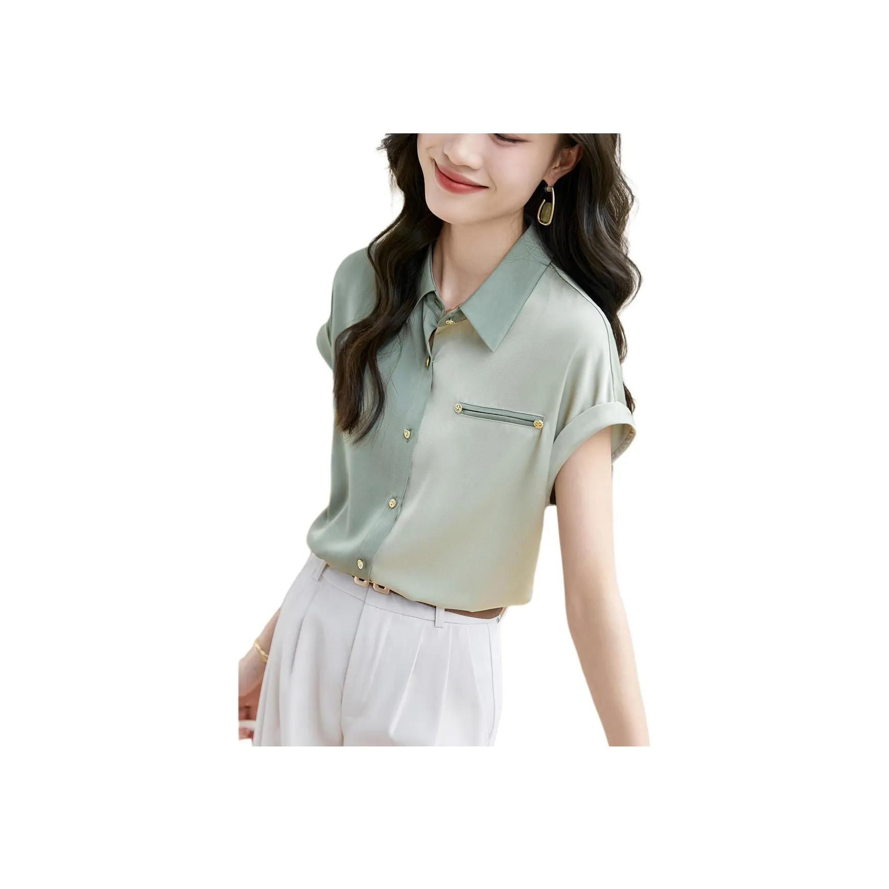 Mo Han Yi Mei Рубашка Женская Зеленая