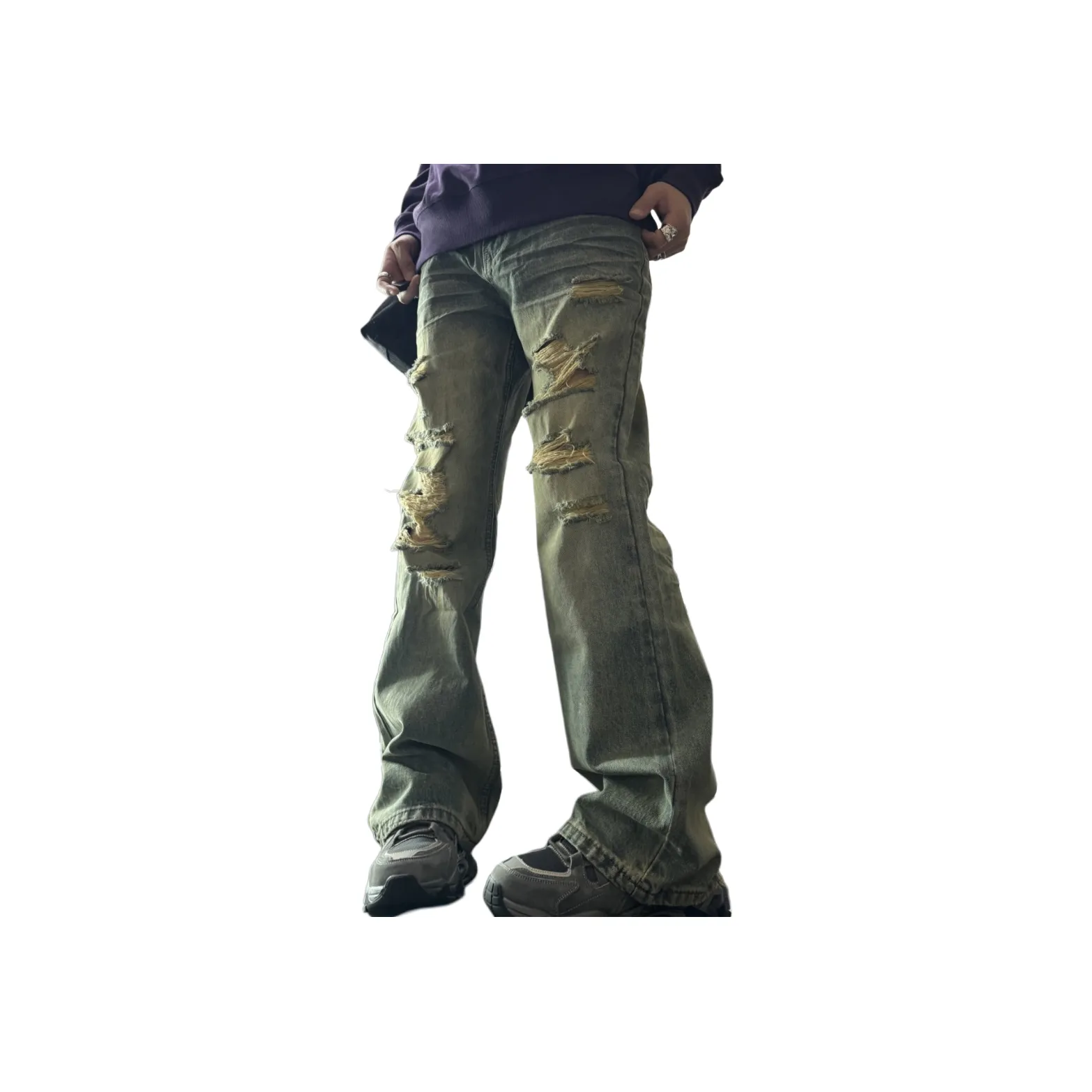 SAGP Рваные Винтажные Синие Унисекс Джинсы