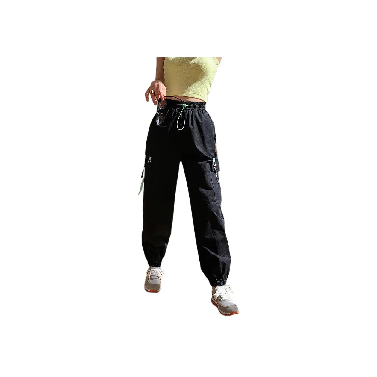 NANING9 Карго Брюки Женские Черные