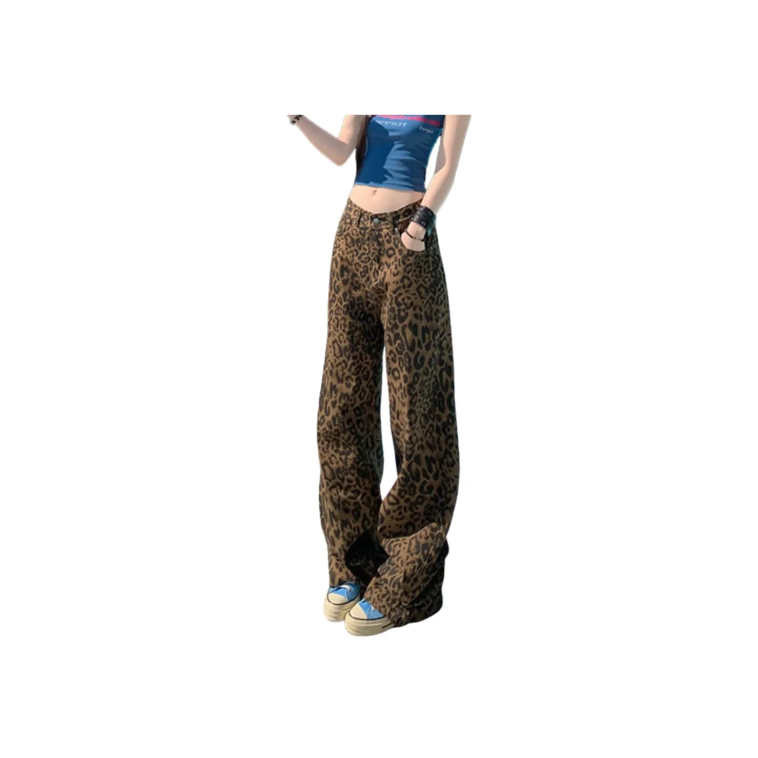 KULAIYA Женские джинсы с желтым леопардовым принтом