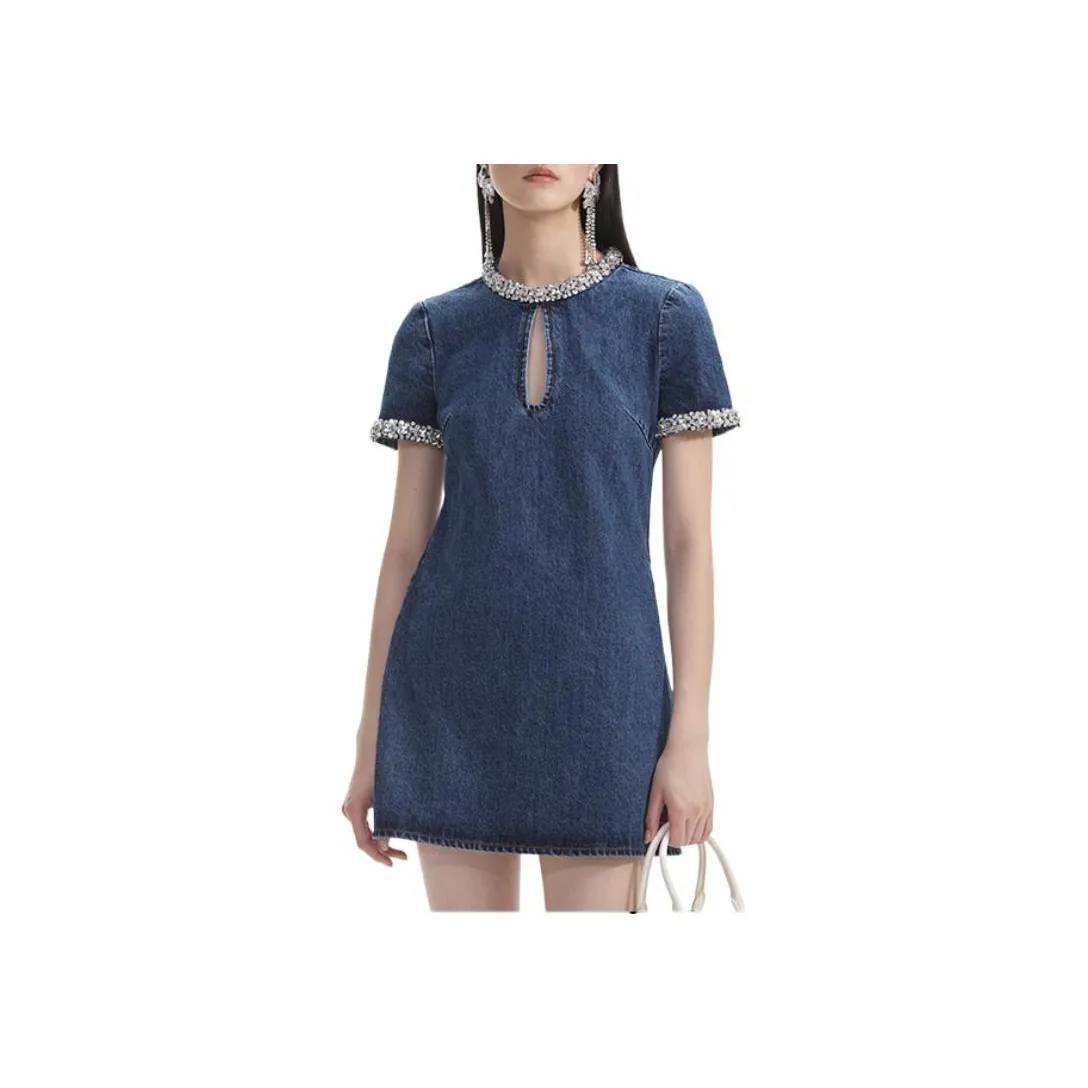 Self portrait Embellished Denim Mini Dress