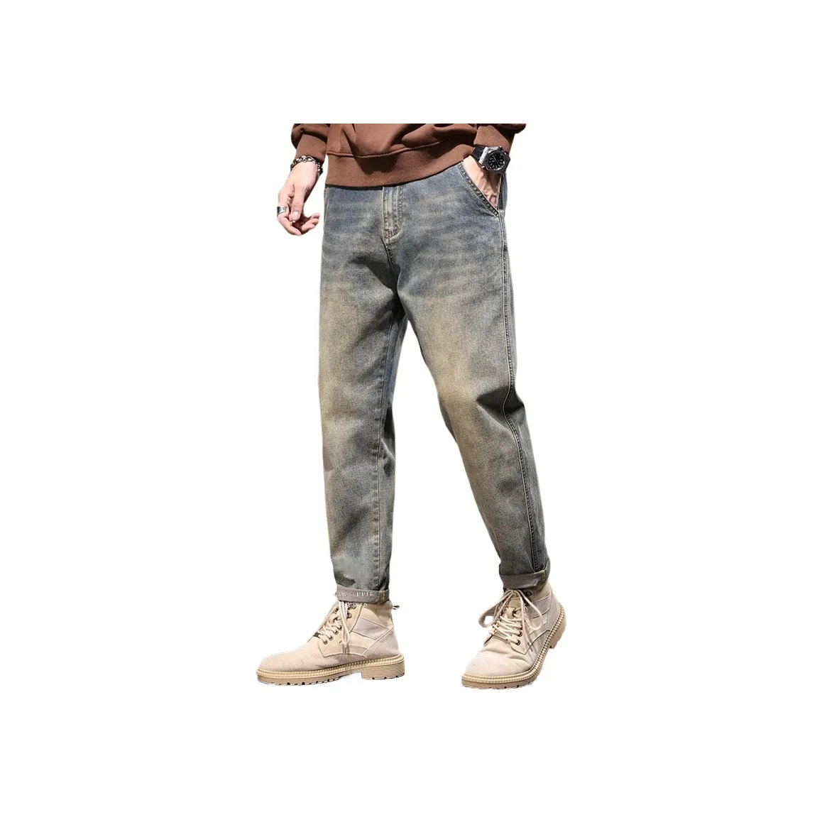 CIZA Джинсы Унисекс Желтый Грязь Синий