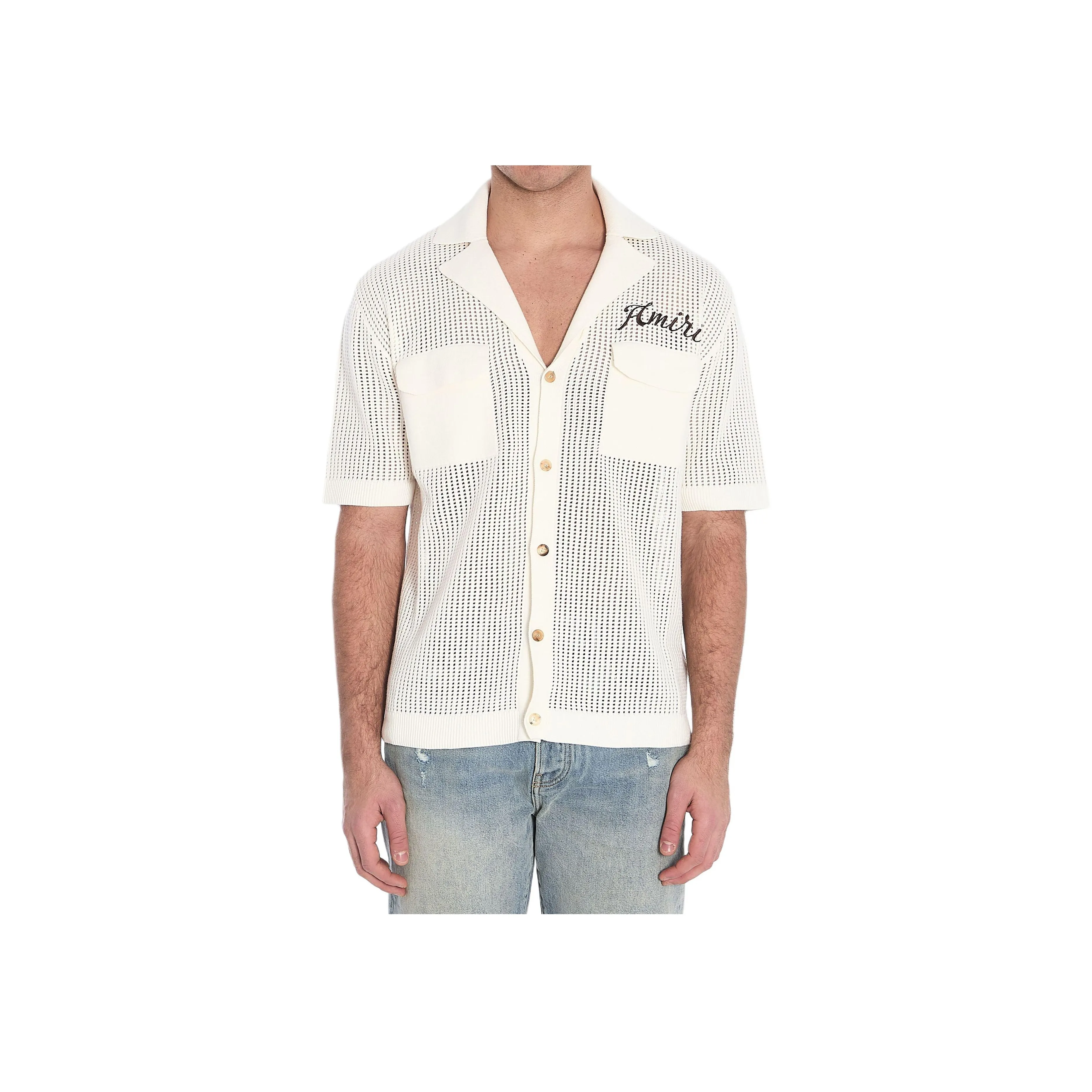 AMIRI Mesh Short Sleeved Polo Shrit
