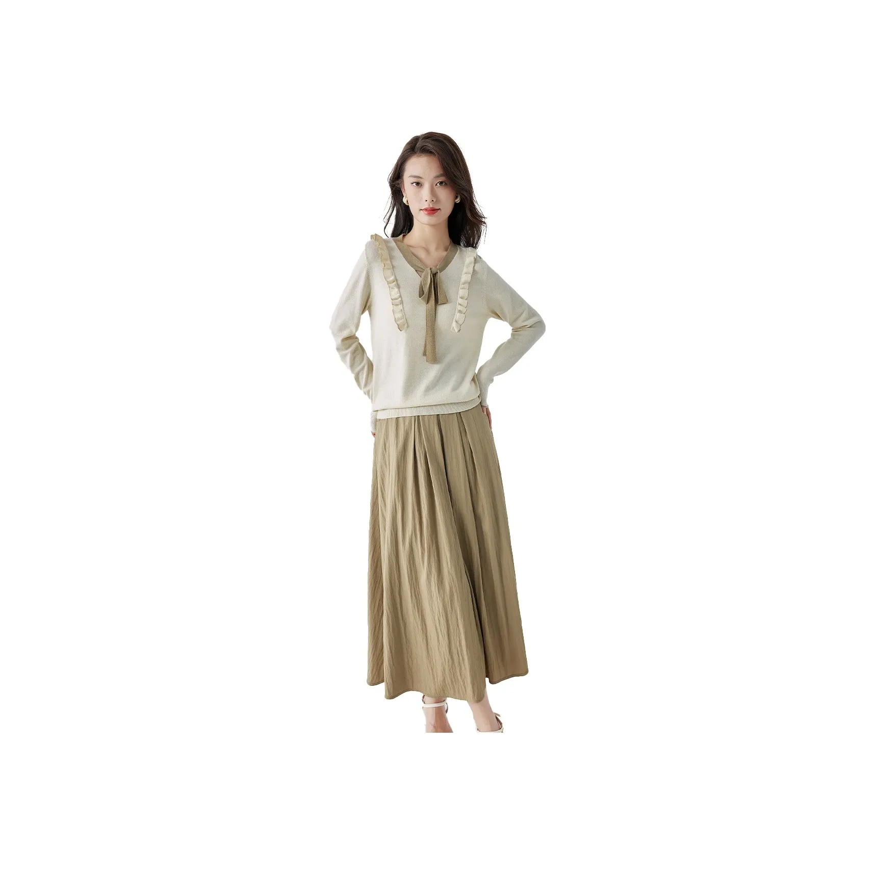 VIMLY Two Piece Skirt Sets Women's Green