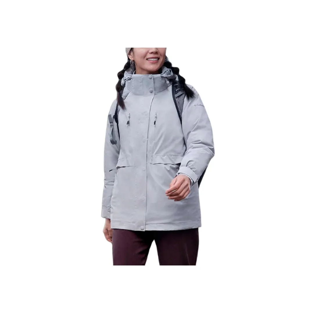 Columbia Transit Waterproof And Warm Windbreaker Jacket Women's Gray White