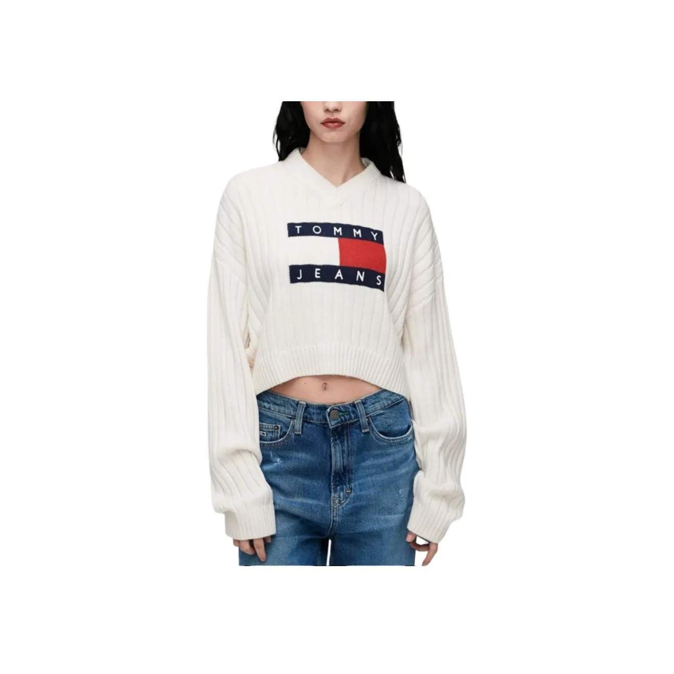Tommy Hilfiger TJW VNCK CENTER Флаг Свитер E Трикотаж Женская Белая