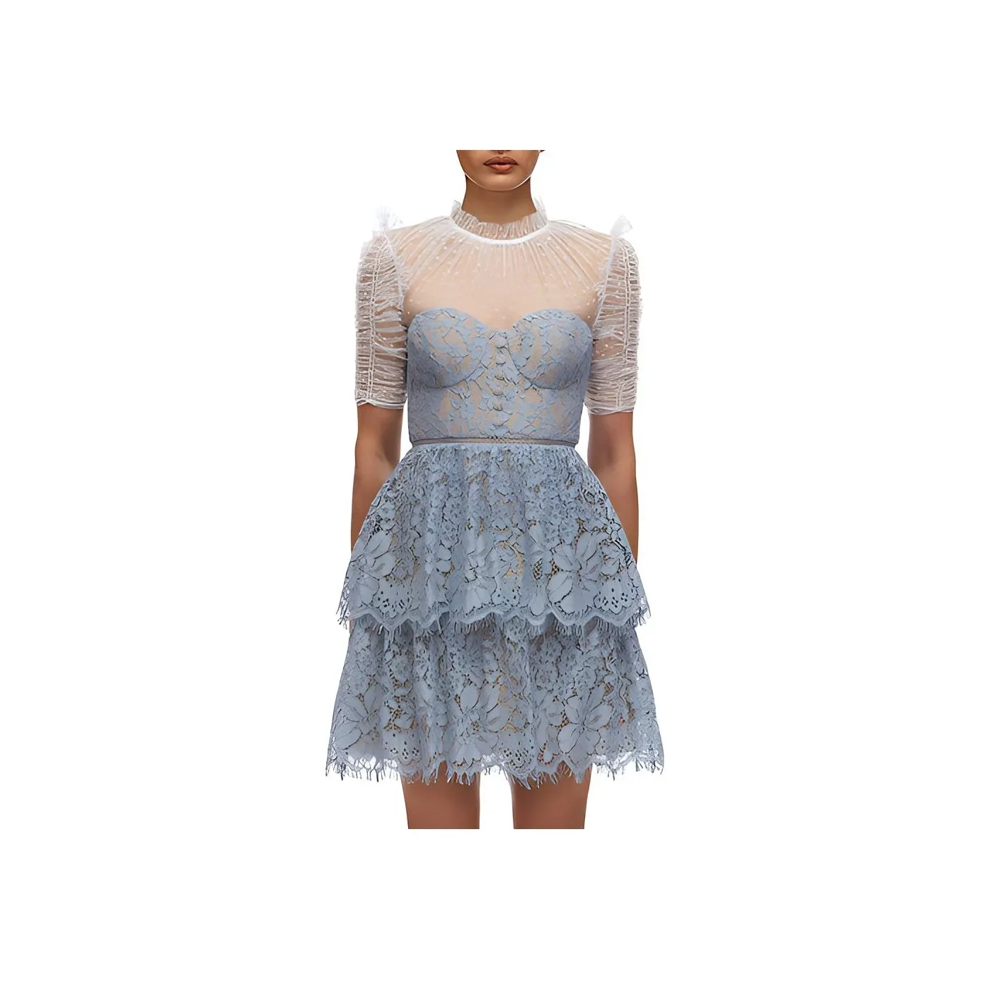 Self portrait Short Sleeved Dress Women's Haze Blue